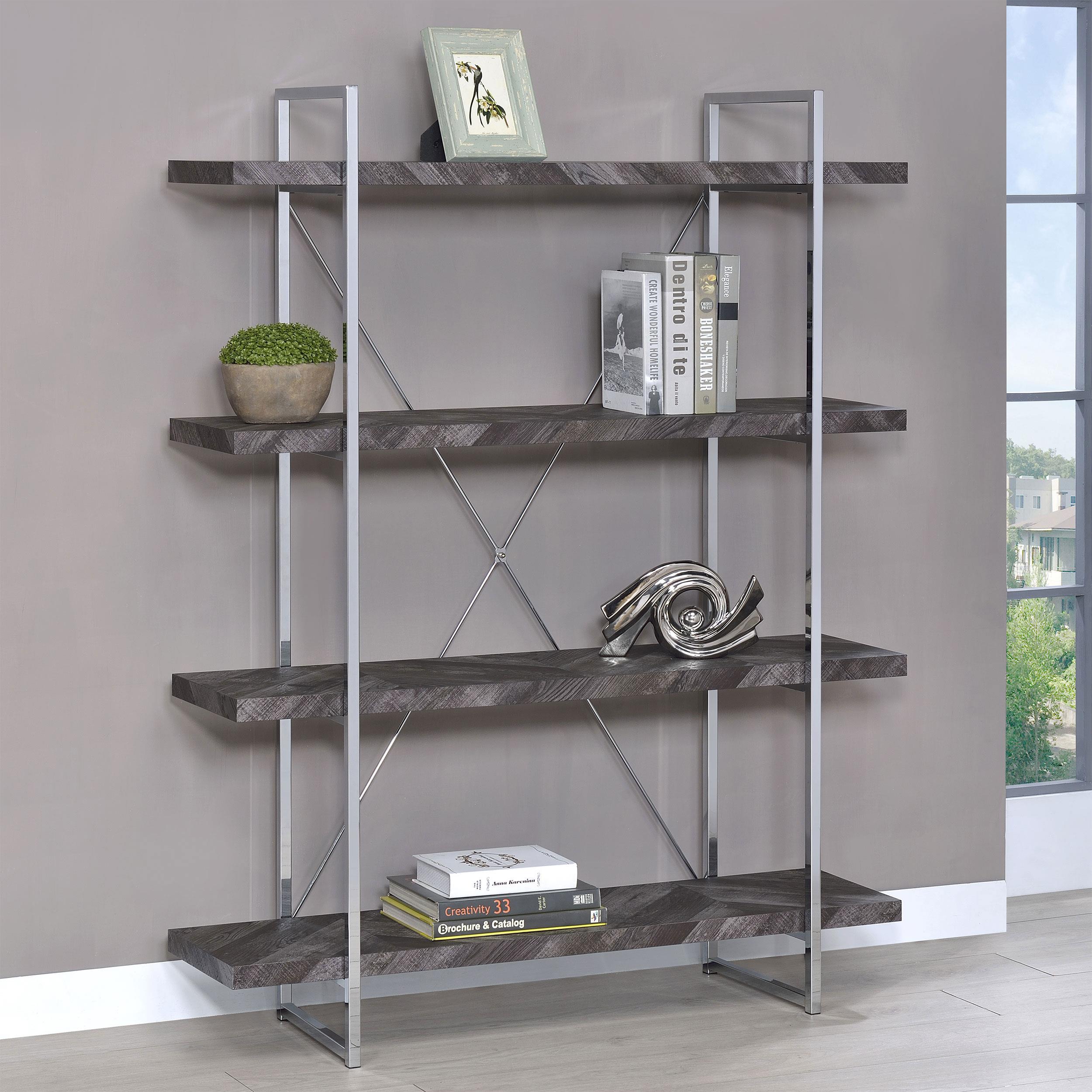 Coaster Grimma Contemporary Rustic Grey Bookshelf Model 802613