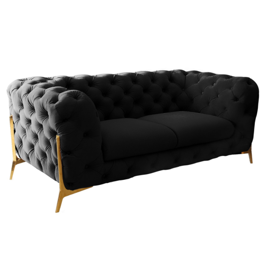 LA Furniture Quincey Transitional Black Velvet Loveseat VGKNK8520-LV-BLK Contemporary Style by Vig Furnitrue Number 80336 Catch Home Goods