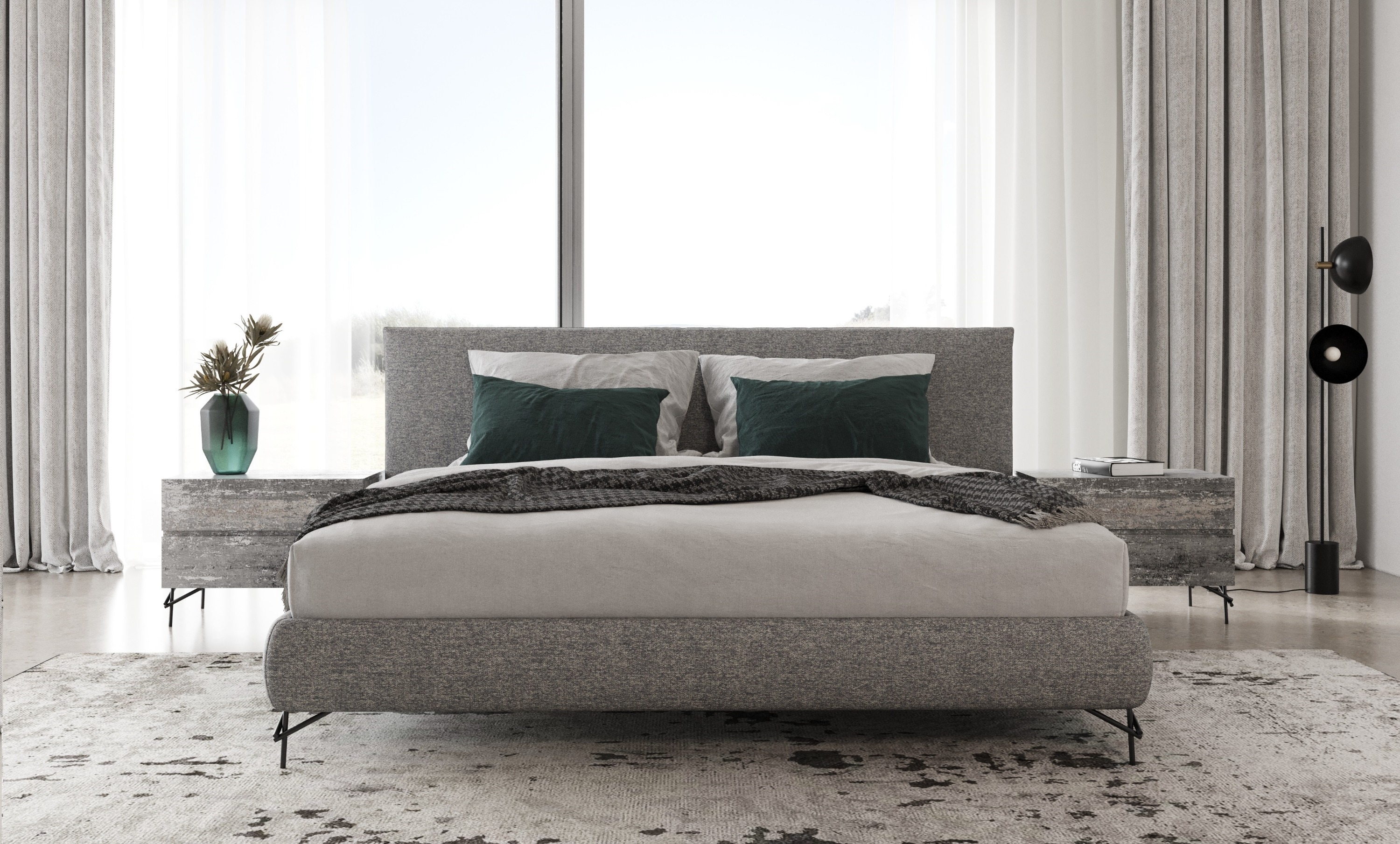 LA Furniture Aria Italian Modern Multi Grey EK Bed and Two Nightstands VGAC-ARIA-BED-BN-EK Contemporary Style by Vig Furnitrue Number 80428 Catch Home Goods