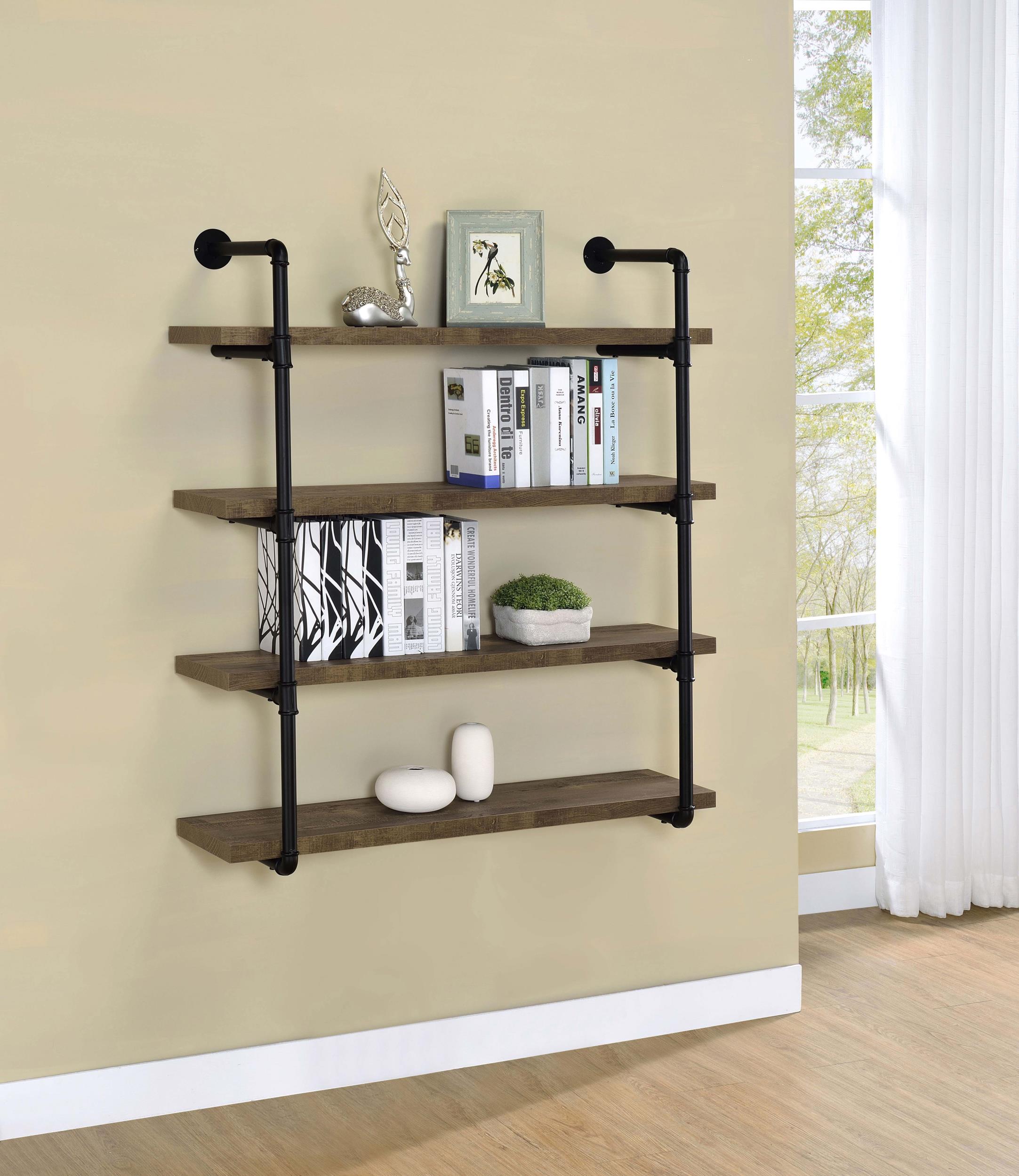 Coaster Elmcrest Farmhouse Rustic Oak Wall Shelf Model 804417