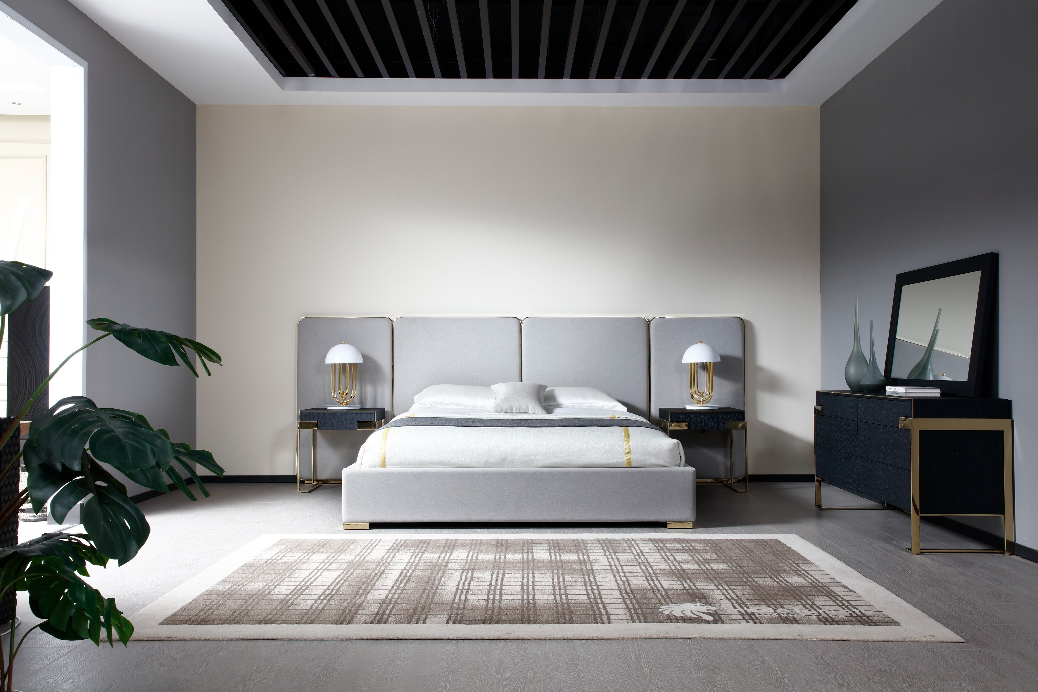 LA Furniture Eastern King Athena & Rothsay Modern Grey Fabric + Wenge + Gold Bedroom Set VGVC-BD2233-SET-EK Contemporary Style by Vig Furnitrue Number 82149 Catch Home Goods