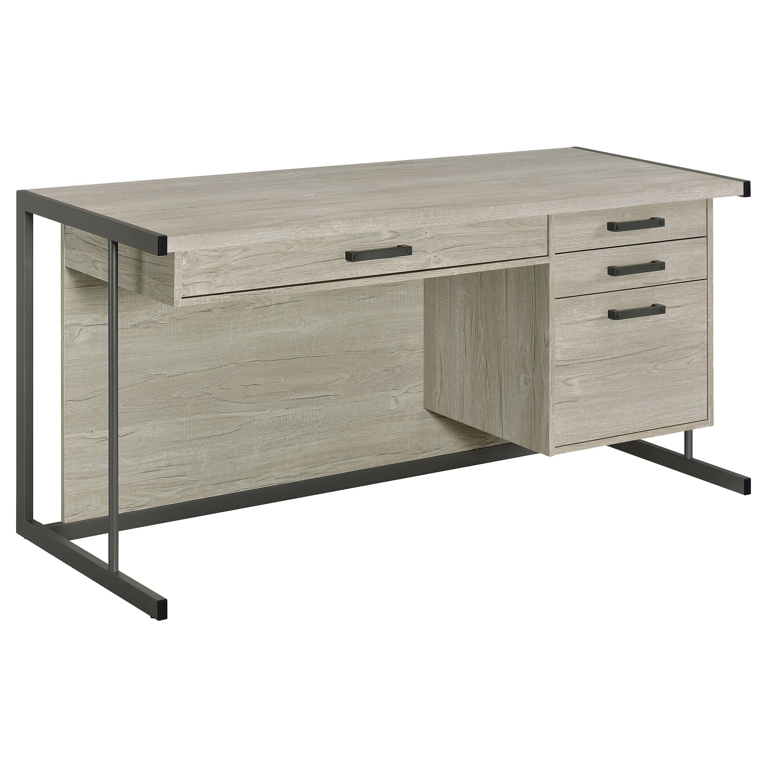 Coaster Loomis Contemporary White Washed Grey Computer Desk Model 805881