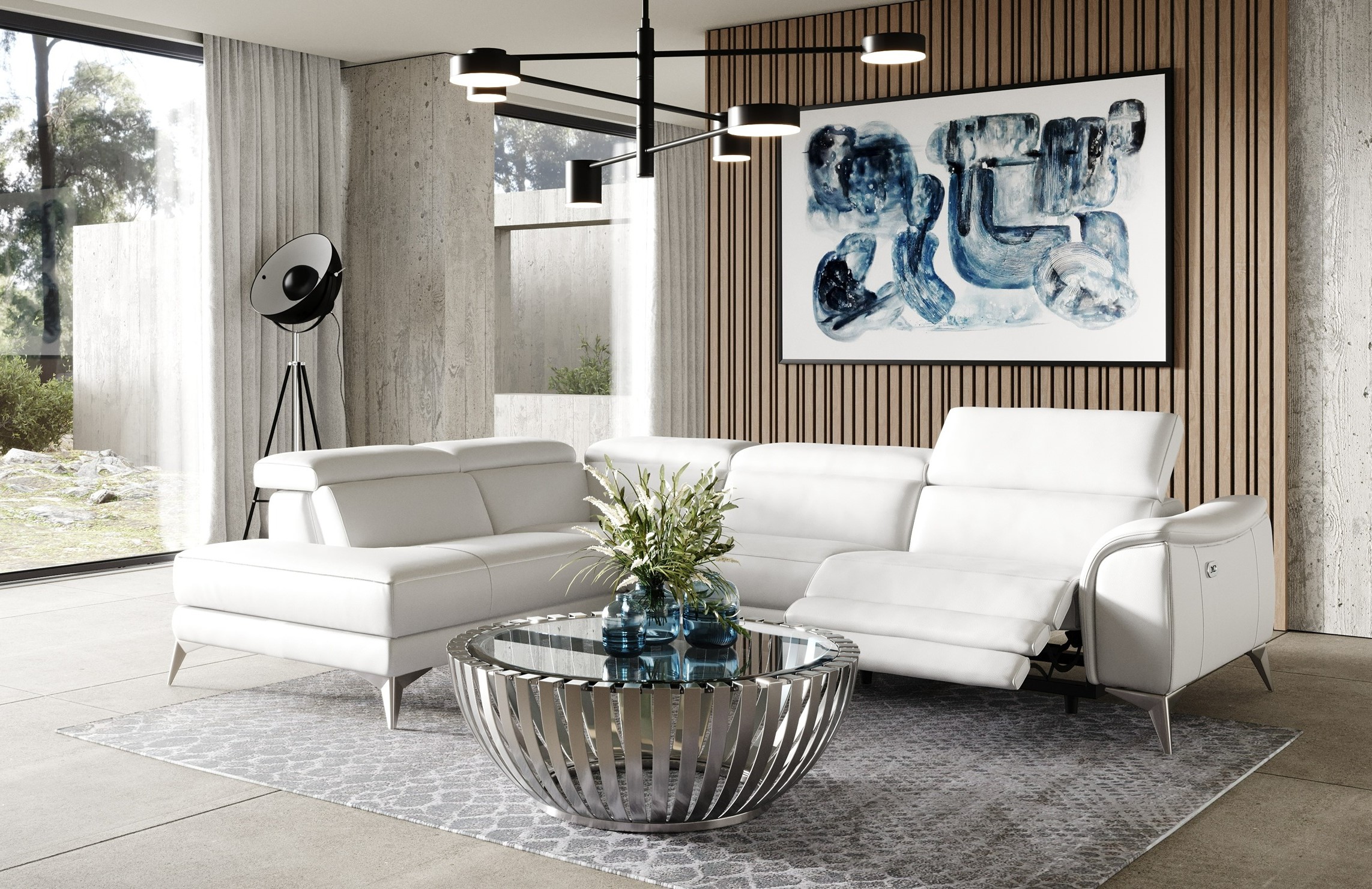 LA Furniture Monte Carlo Italian Modern White Leather Left Facing Sectional Sofa VGCC-MONTECARLO-WHT-LAF Contemporary Style by Vig Furnitrue Number 80896 Catch Home Goods
