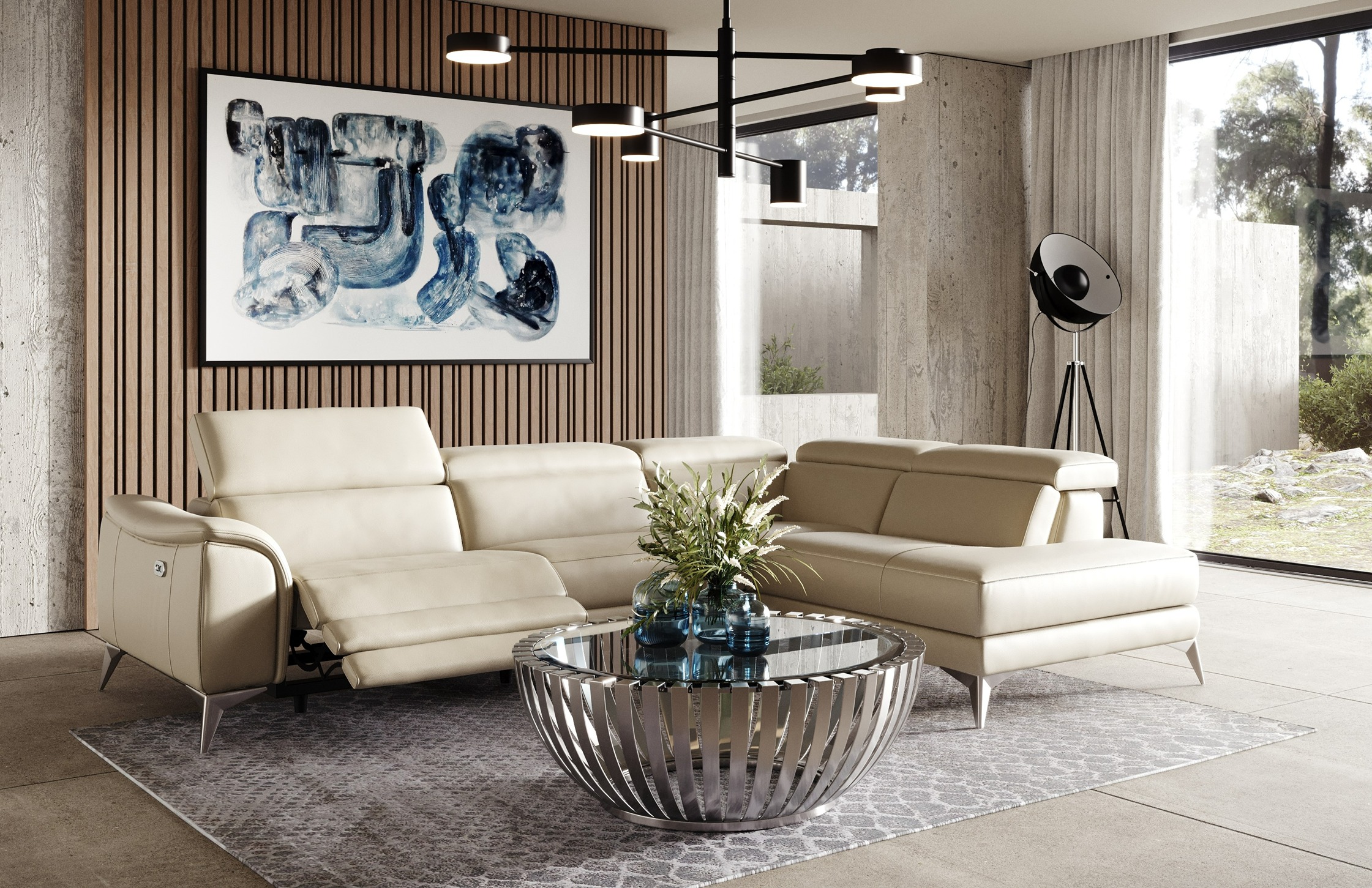 LA Furniture Monte Carlo Italian Modern Cappuccino Leather Right Facing Sectional Sofa VGCC-MONTECARLO-CAPP-RAF Contemporary Style by Vig Furnitrue Number 80899 Catch Home Goods