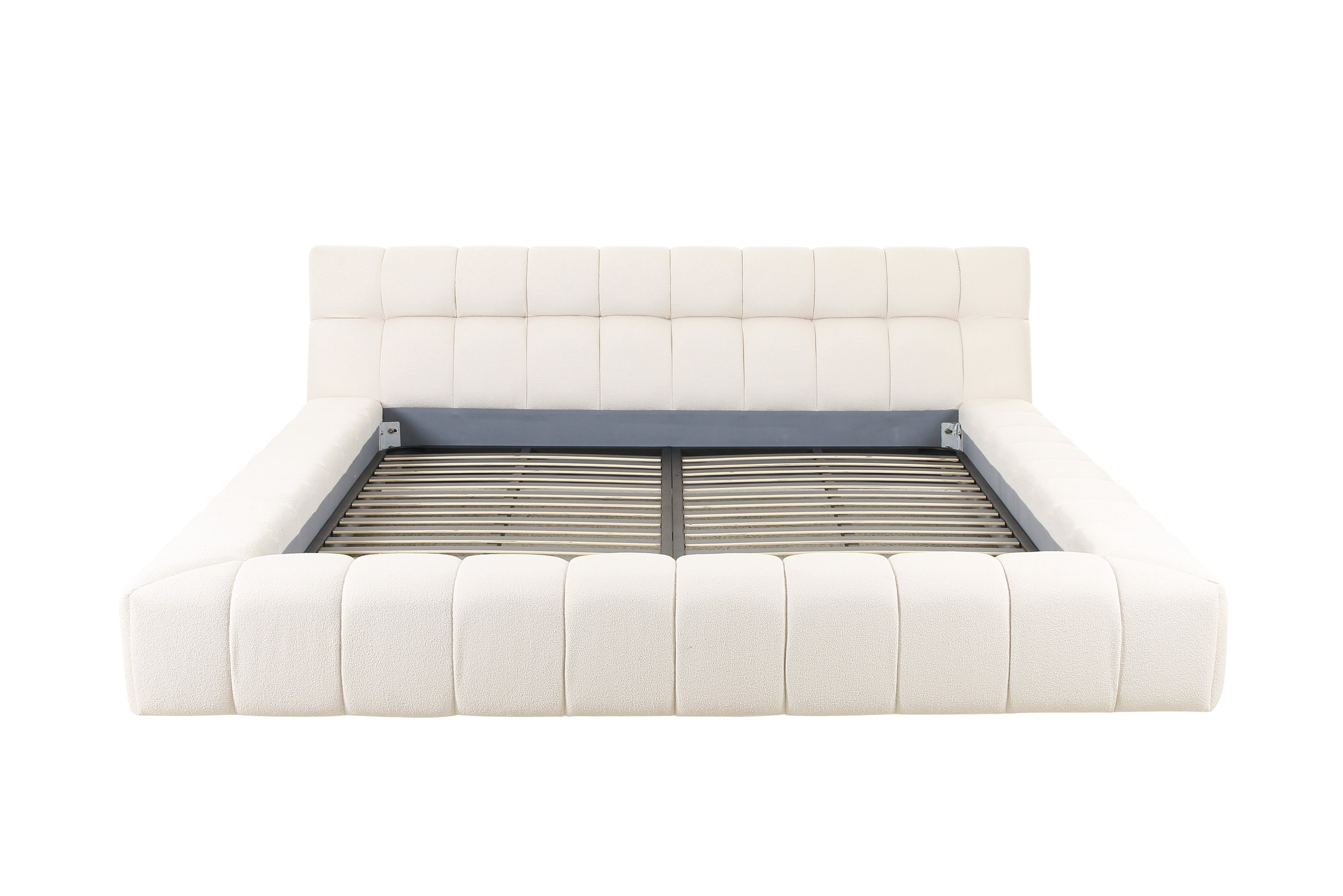 LA Furniture Tyree Modern Tufted Off-White Fabric Bed-eastern VGOD-DY-22116-BED-EK Contemporary Style by Vig Furnitrue Number 81052|81052A Catch Home Goods