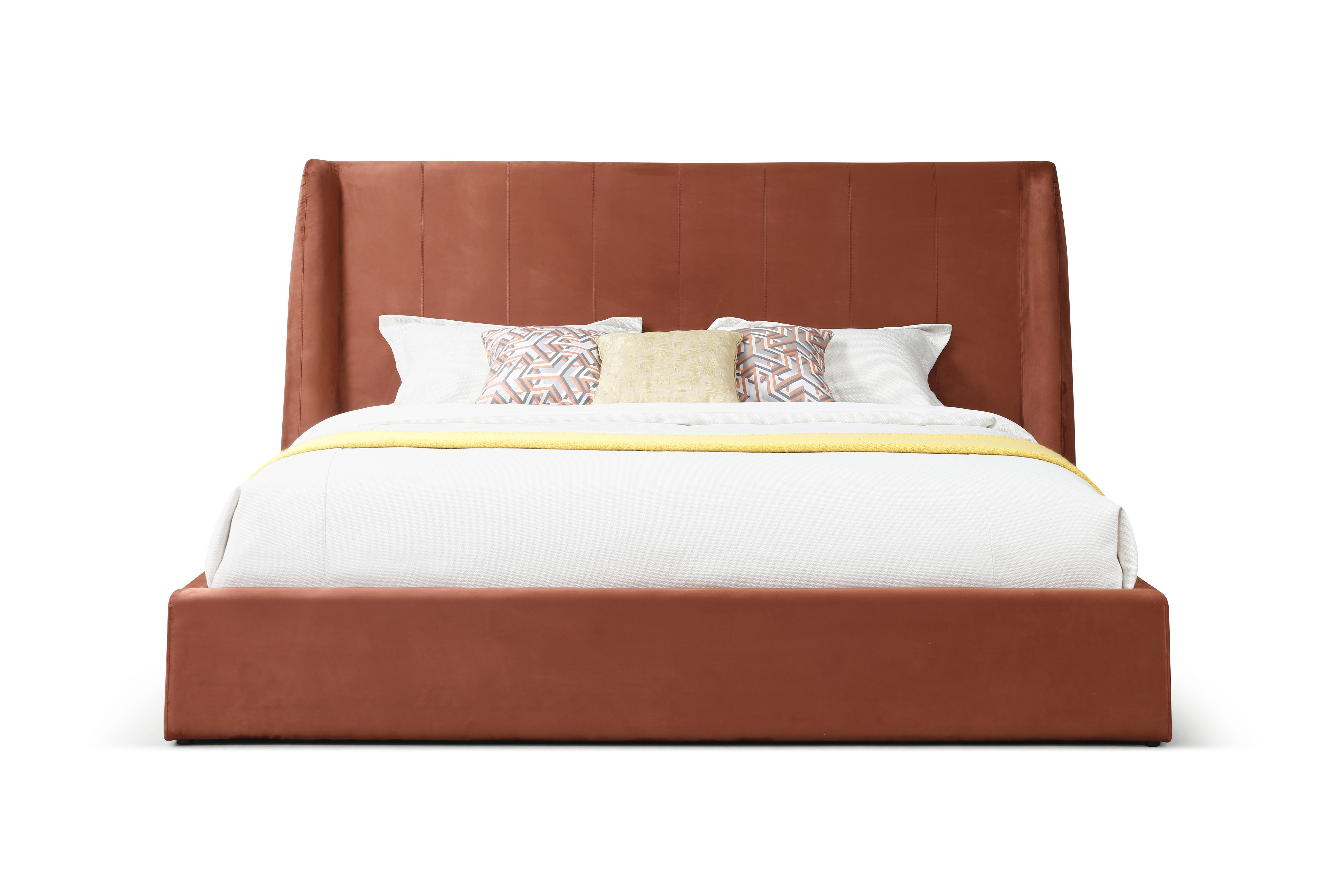 LA Furniture Eastern King Roma Modern Burnt Orange Microfiber Upholstered Bed VGVCBD2305-BORG-EK Contemporary Style by Vig Furnitrue Number 81430 Catch Home Goods