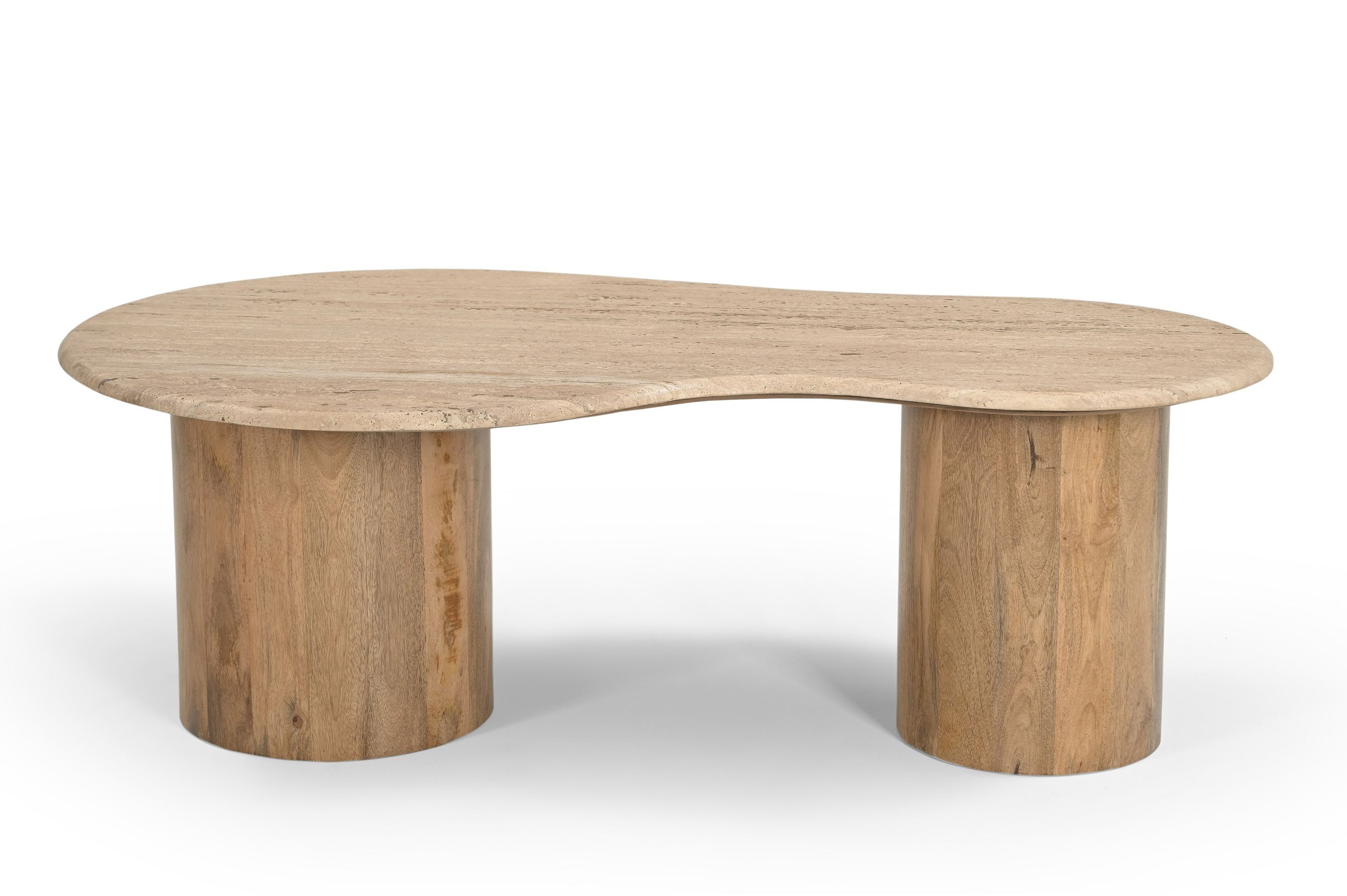 LA Furniture Sanford Modern Travertine Marble + Wood Freeform Coffee Table VGBR-SBA-4786 Contemporary Style by Vig Furnitrue Number 82002 Catch Home Goods