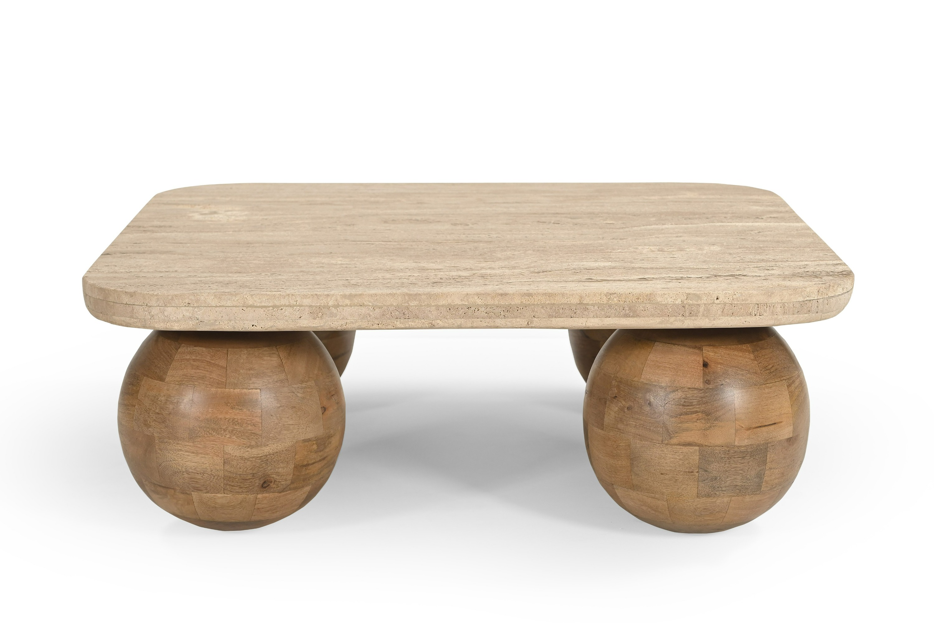 LA Furniture Seadrift Modern Travertine Marble + Wood Square Coffee Table VGBR-JTI-2569 Contemporary Style by Vig Furnitrue Number 82022 Catch Home Goods