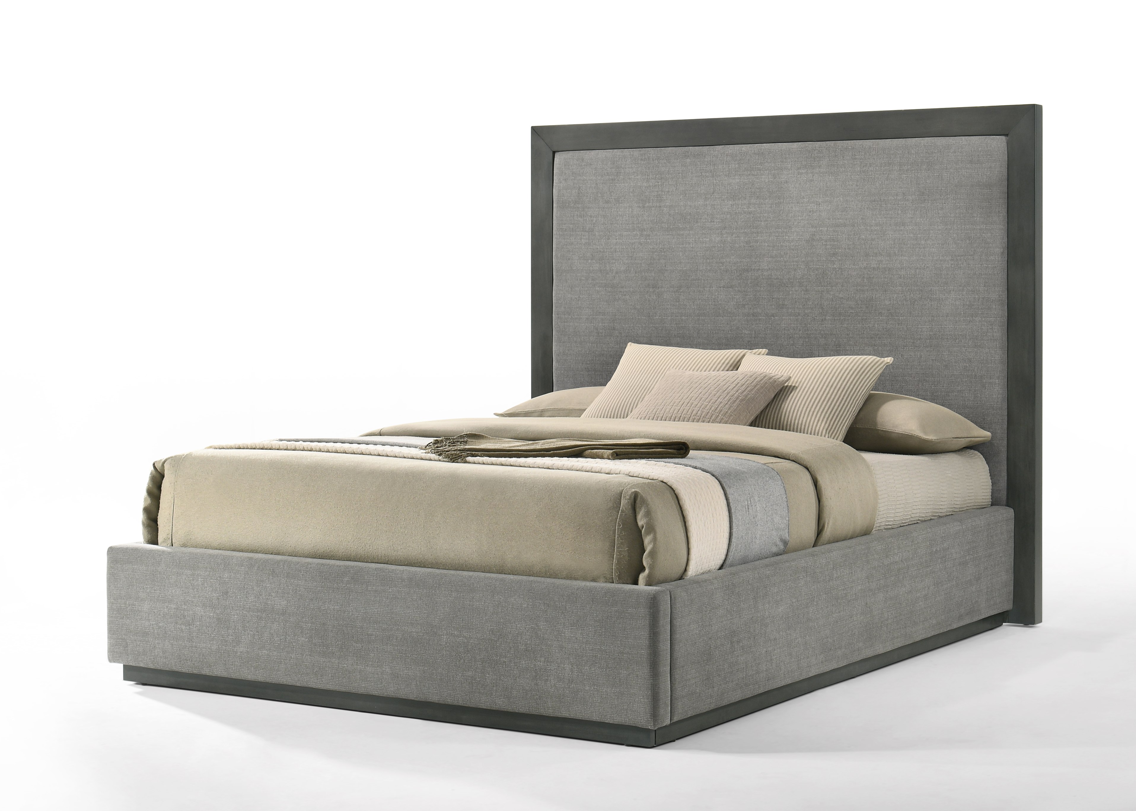 LA Furniture Eastern King Santa Barbara Modern Grey Fabric + Grey Wash Bed VGMA-BR-152-BED-GRY-EK Contemporary Style by Vig Furnitrue Number 82574 Catch Home Goods