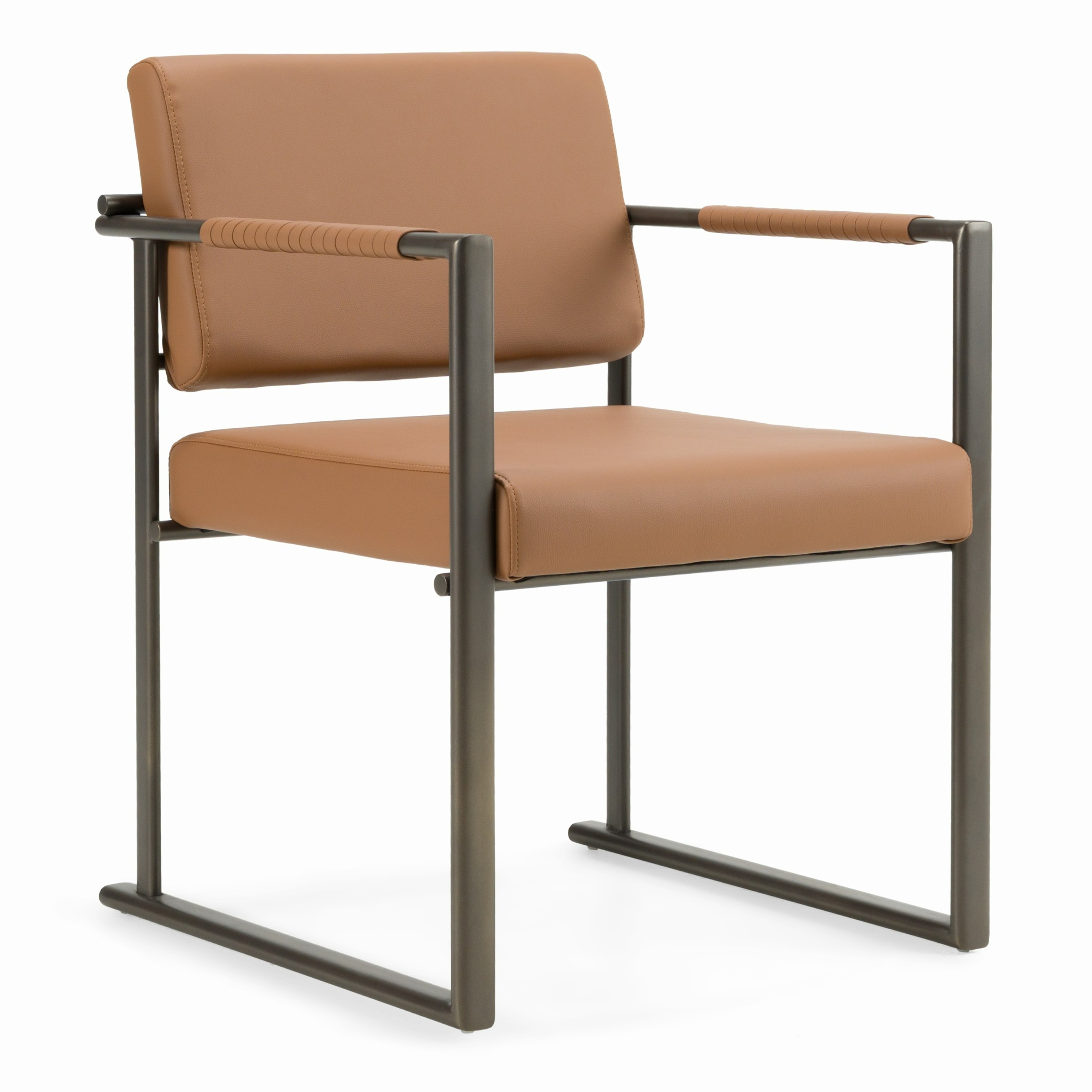 LA Furniture Atlan Modern Camel Vegan Leather + Dark Gold Dining Chair VGGA-GA-6274CH-1-CML Contemporary Style by Vig Furnitrue Number 83021 Catch Home Goods