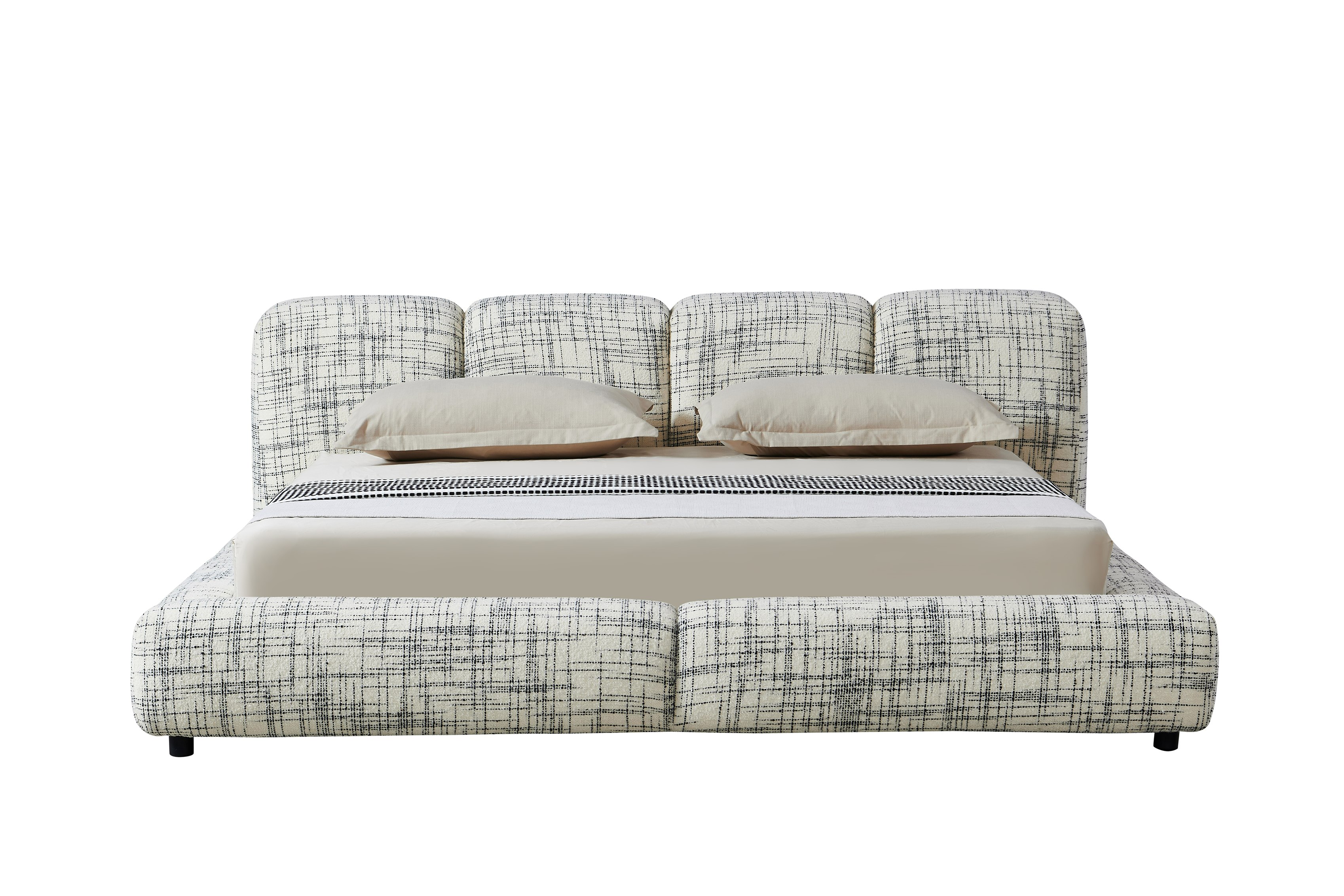 LA Furniture Queen Shiloh Modern Off-White + Black Fabric Bed VGEV-B070-WHTBLK-Q Contemporary Style by Vig Furnitrue Number 83076 Catch Home Goods