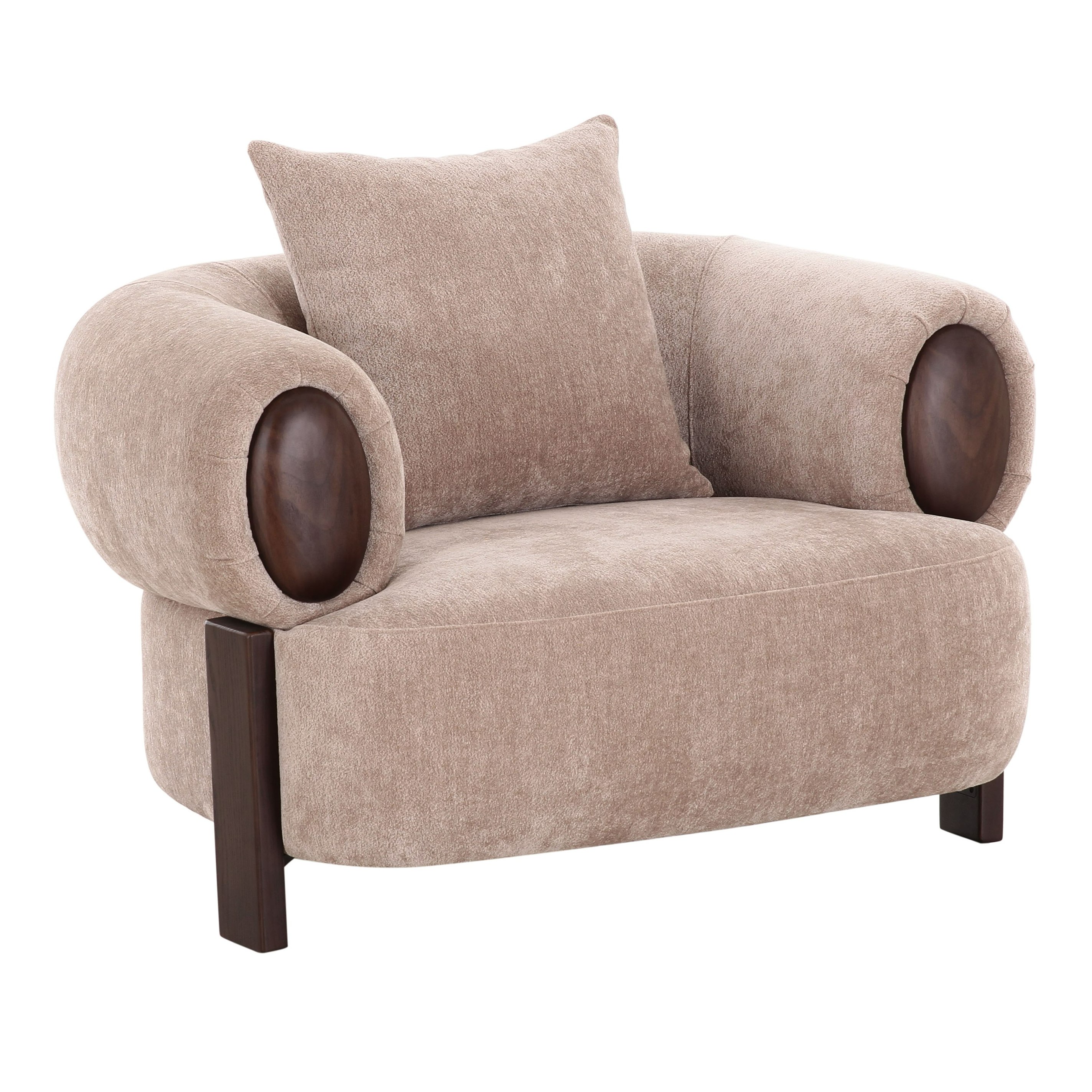 LA Furniture Arnaud Modern Tan Fabric + Brown Oak Accent Chair VGOD-ZW-25109-1S-TAN Contemporary Style by Vig Furnitrue Number 85880 Catch Home Goods