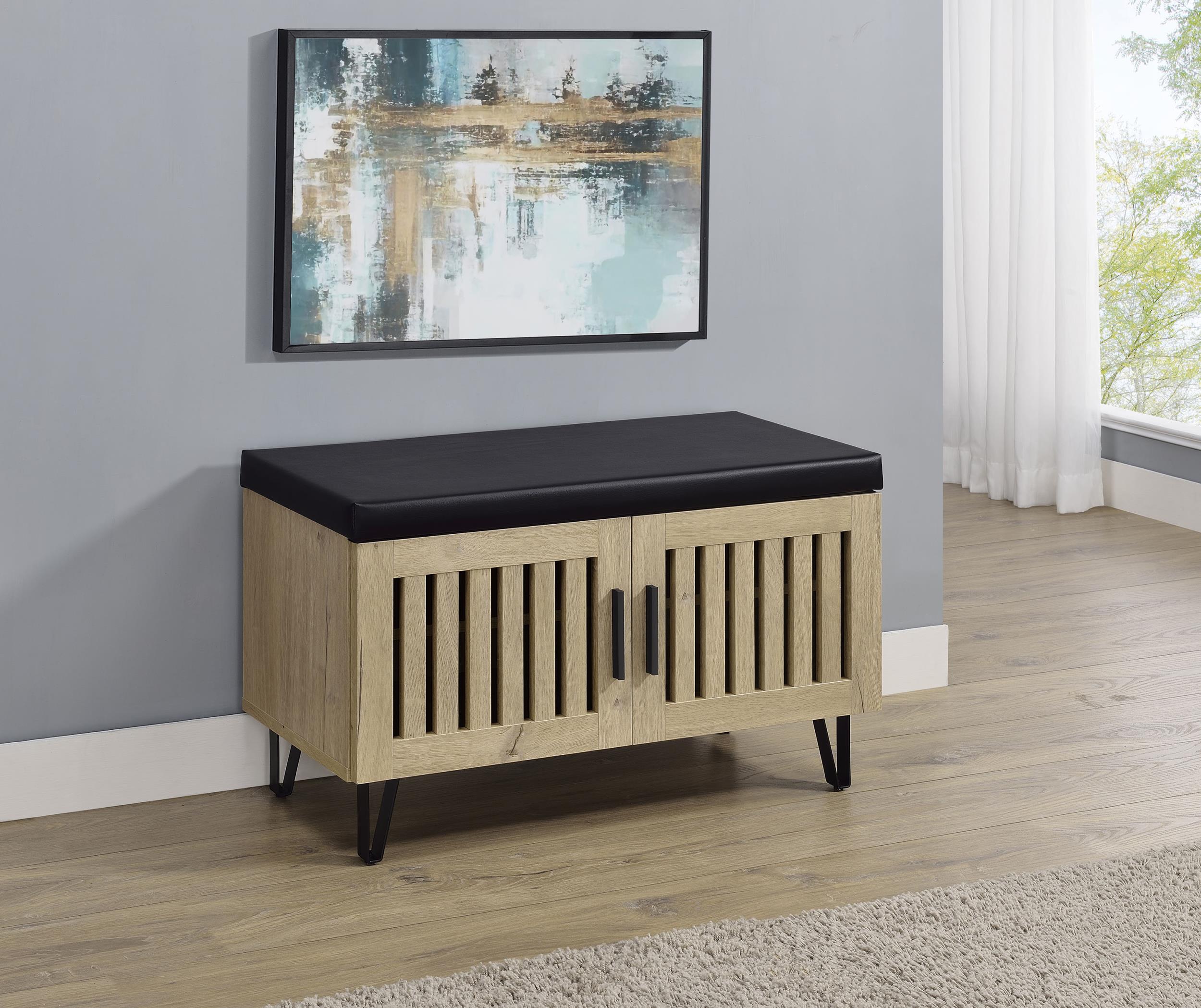 Coaster Brixton Mid-Century Modern White Oak Storage Bench Model 915154