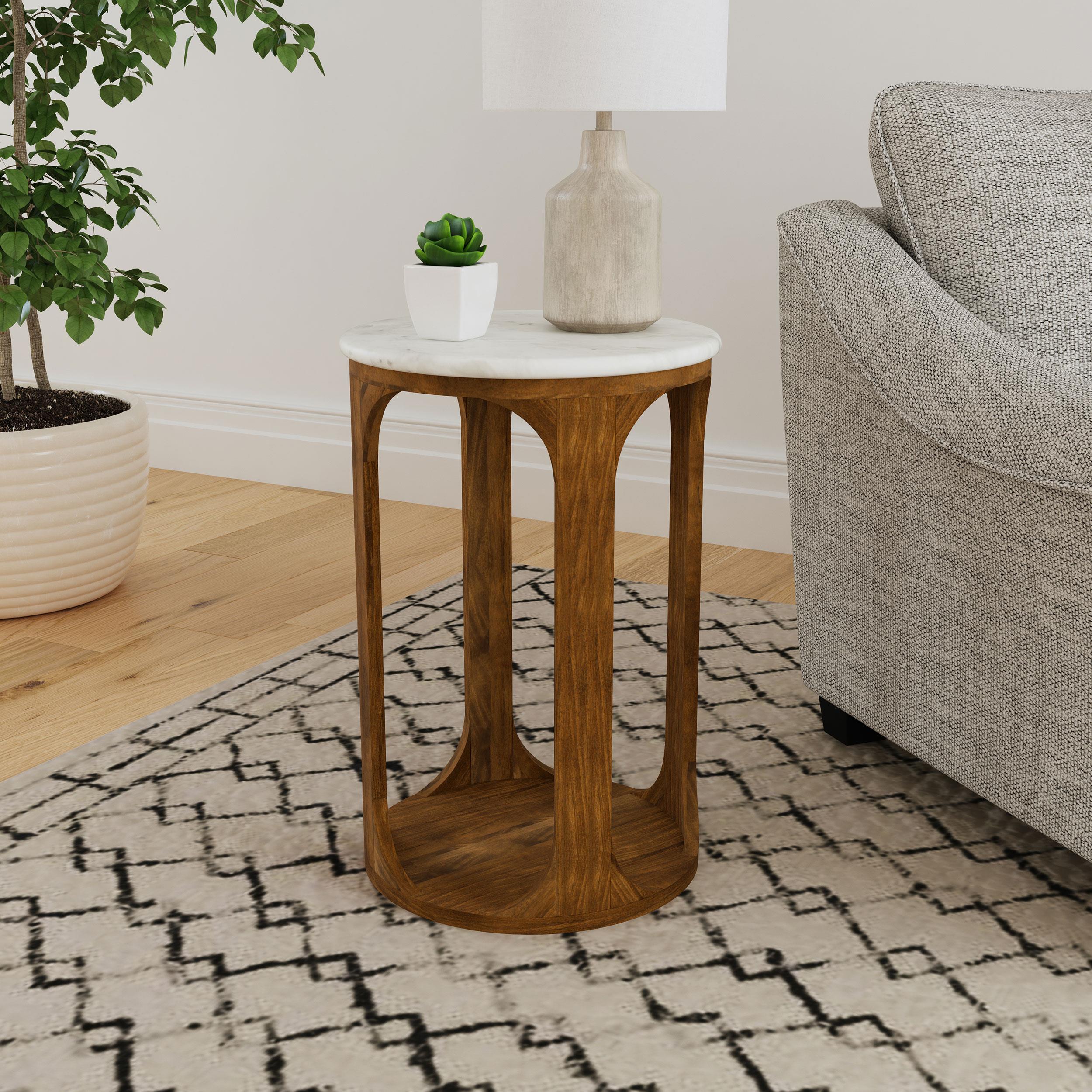 Coaster Berkeley Mid-Century Modern White Marble Side Table Model 930080