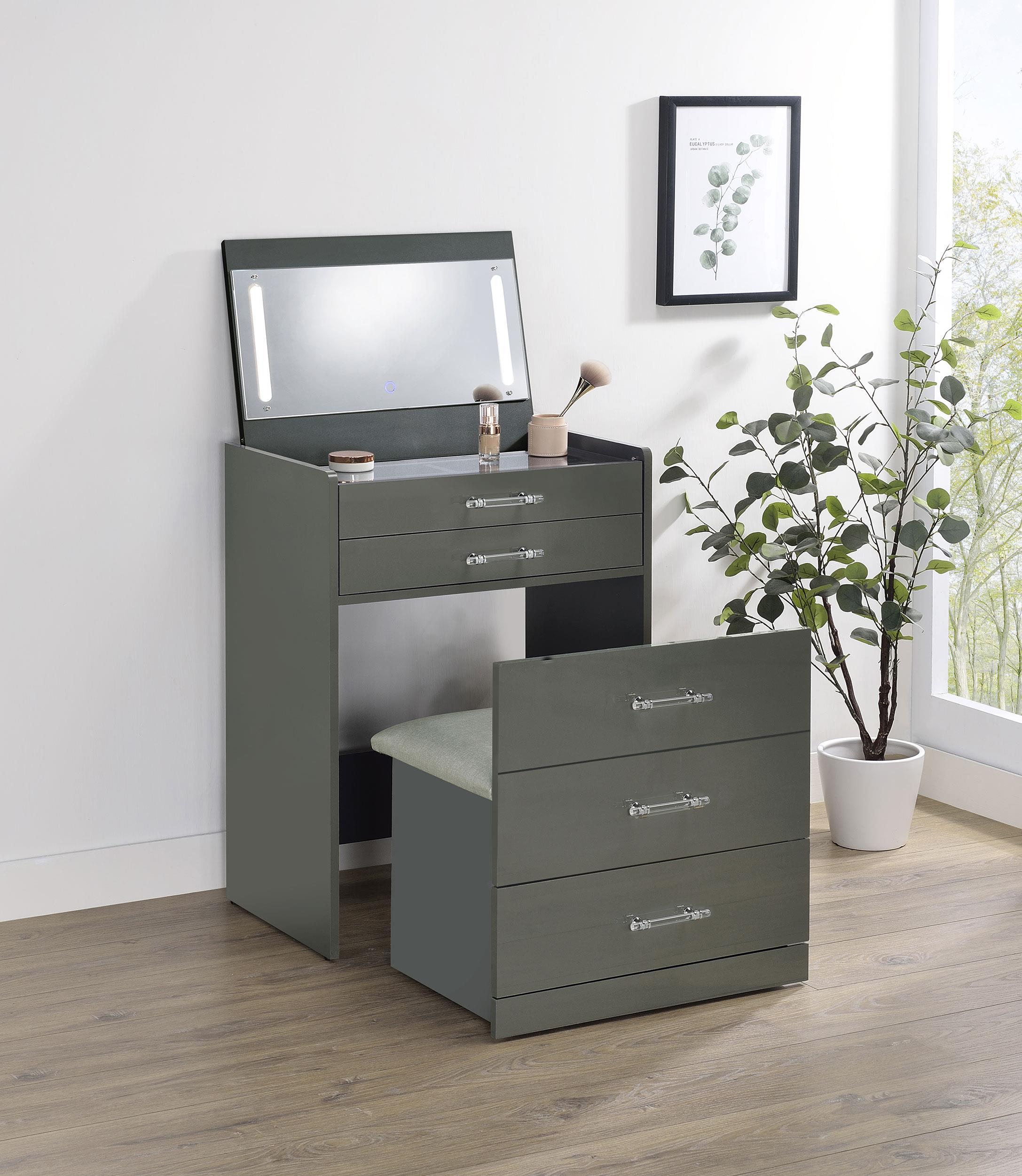 Coaster Danbury Contemporary Grey High Gloss Vanity Model 930210