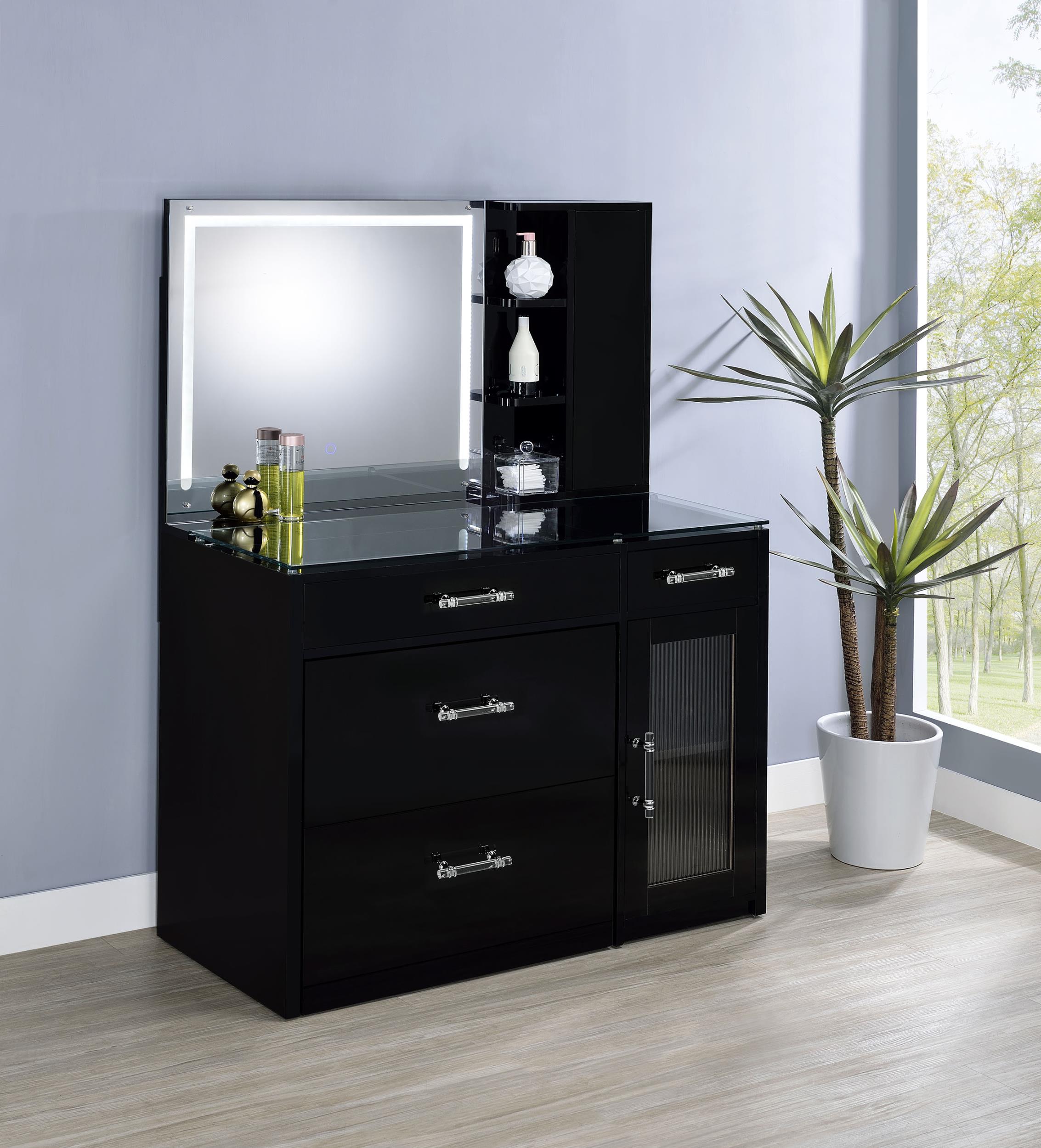 Coaster Flora Contemporary Black High Gloss Vanity Model 930219