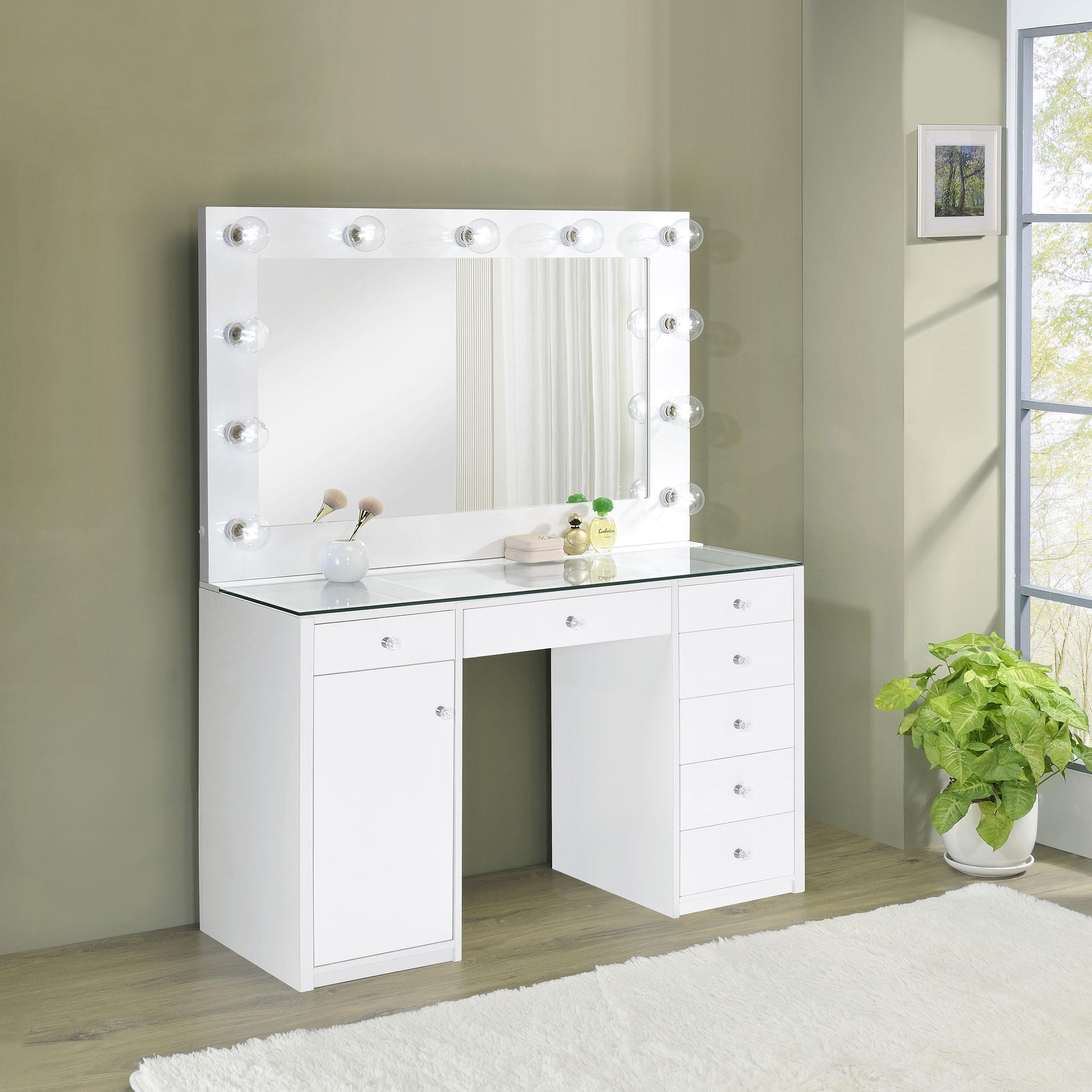 Coaster Acena Contemporary White Vanity & Mirror Model 931143