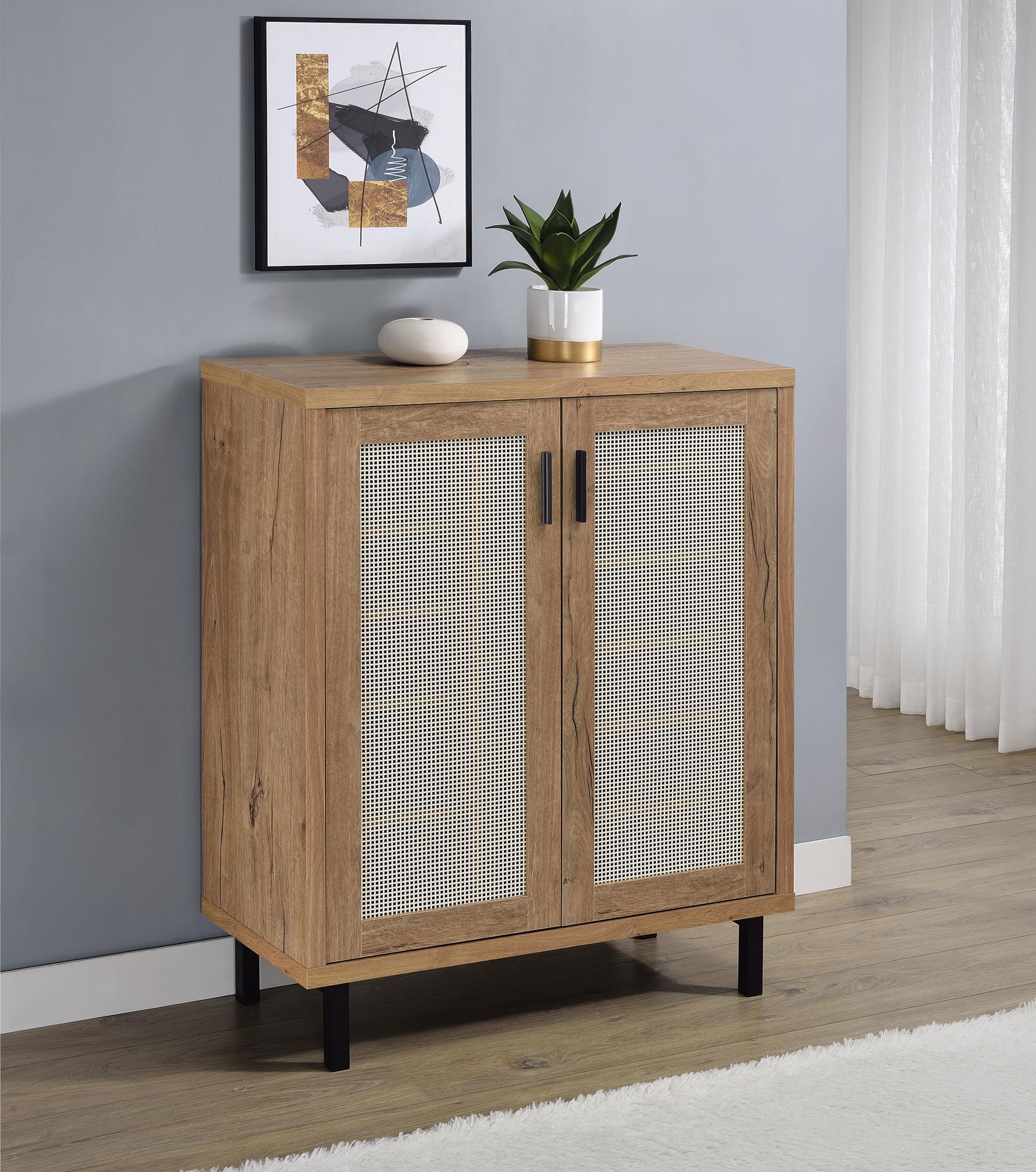 Coaster Teller Farmhouse Natural Oak Shoe Cabinet Model 950421