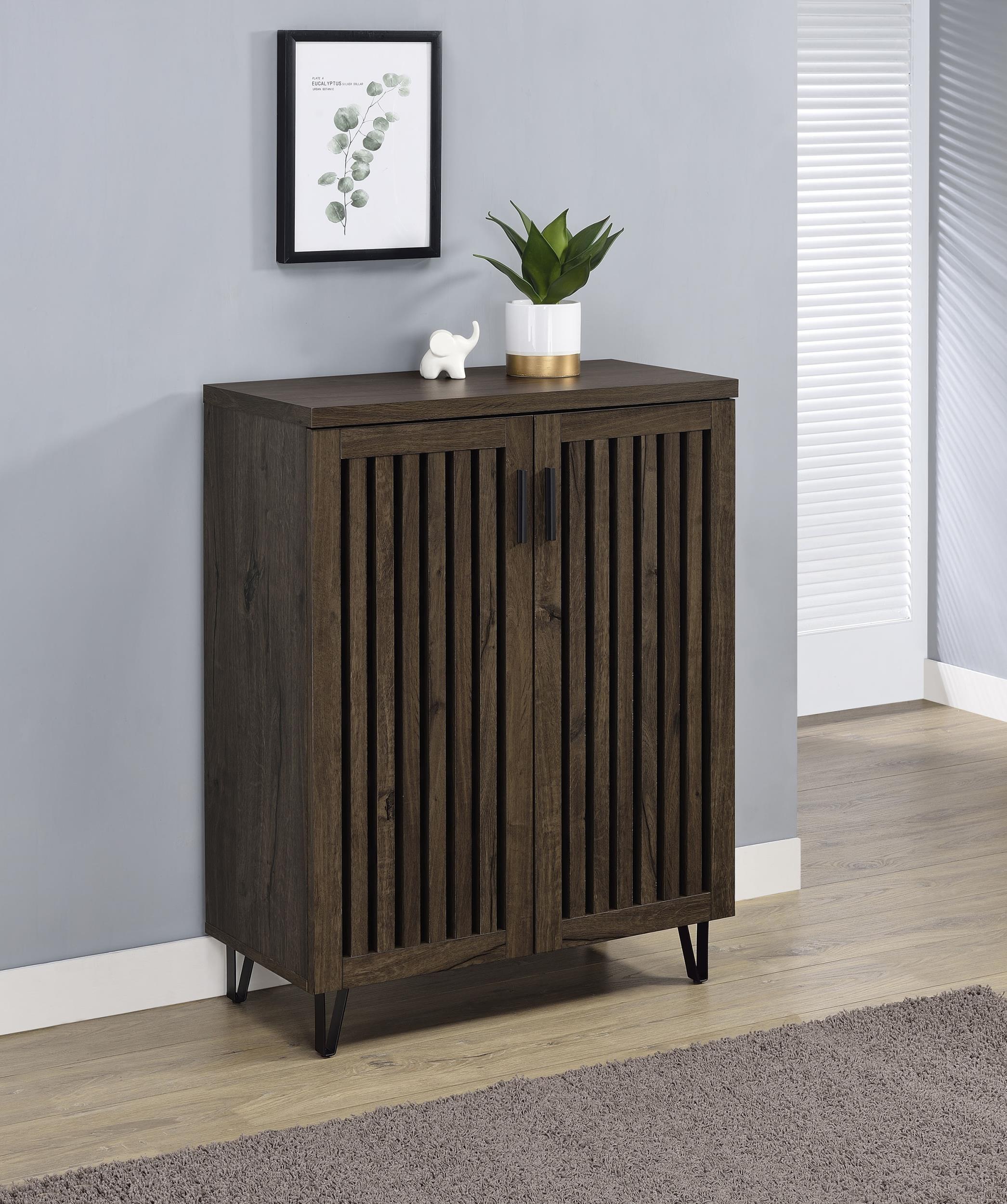 Coaster Brixton Mid-Century Modern Smoked Oak Shoe Cabinet Model 950423