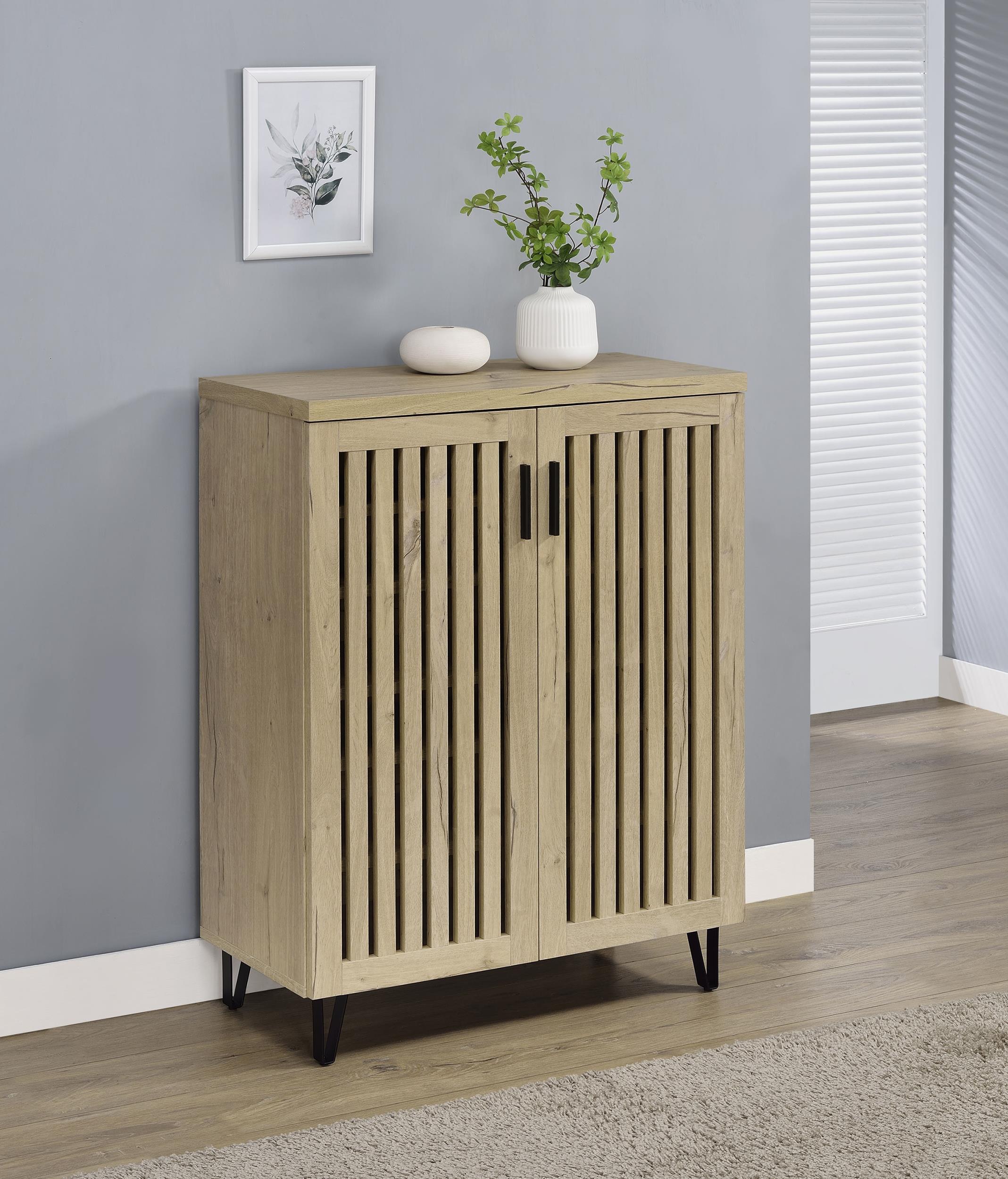 Coaster Brixton Mid-Century Modern White Oak Shoe Cabinet Model 950424