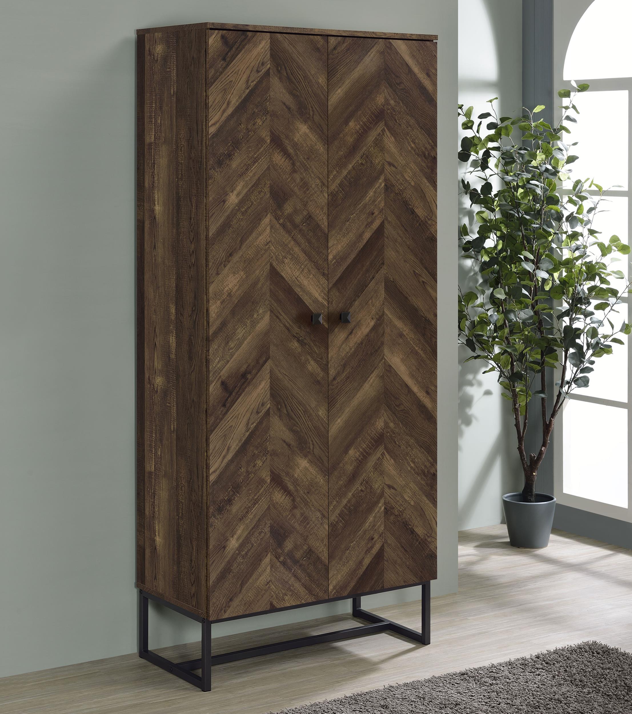 Coaster Carolyn Farmhouse Rustic Oak Tall Accent Cabinet Model 959640