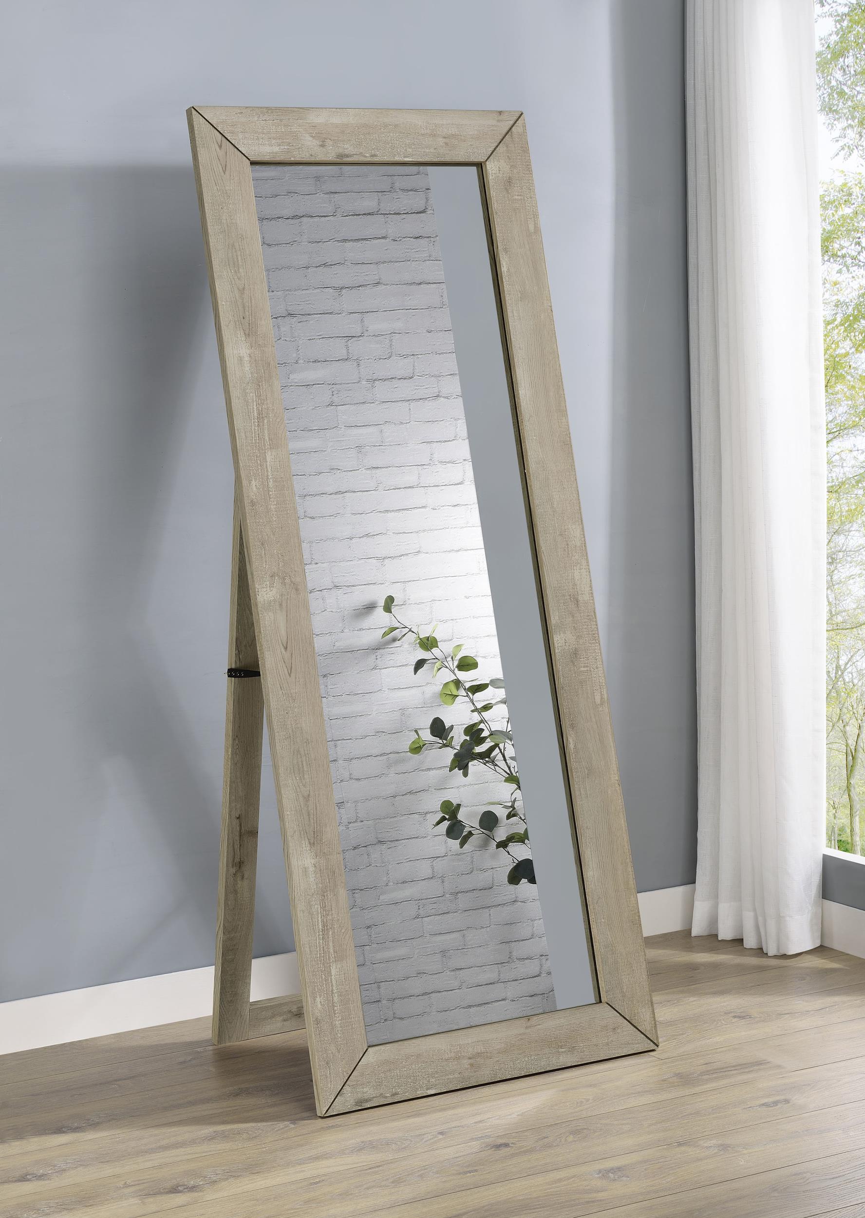 Coaster Cadence Farmhouse Grey Washed Oak Standing Mirror Model 961655