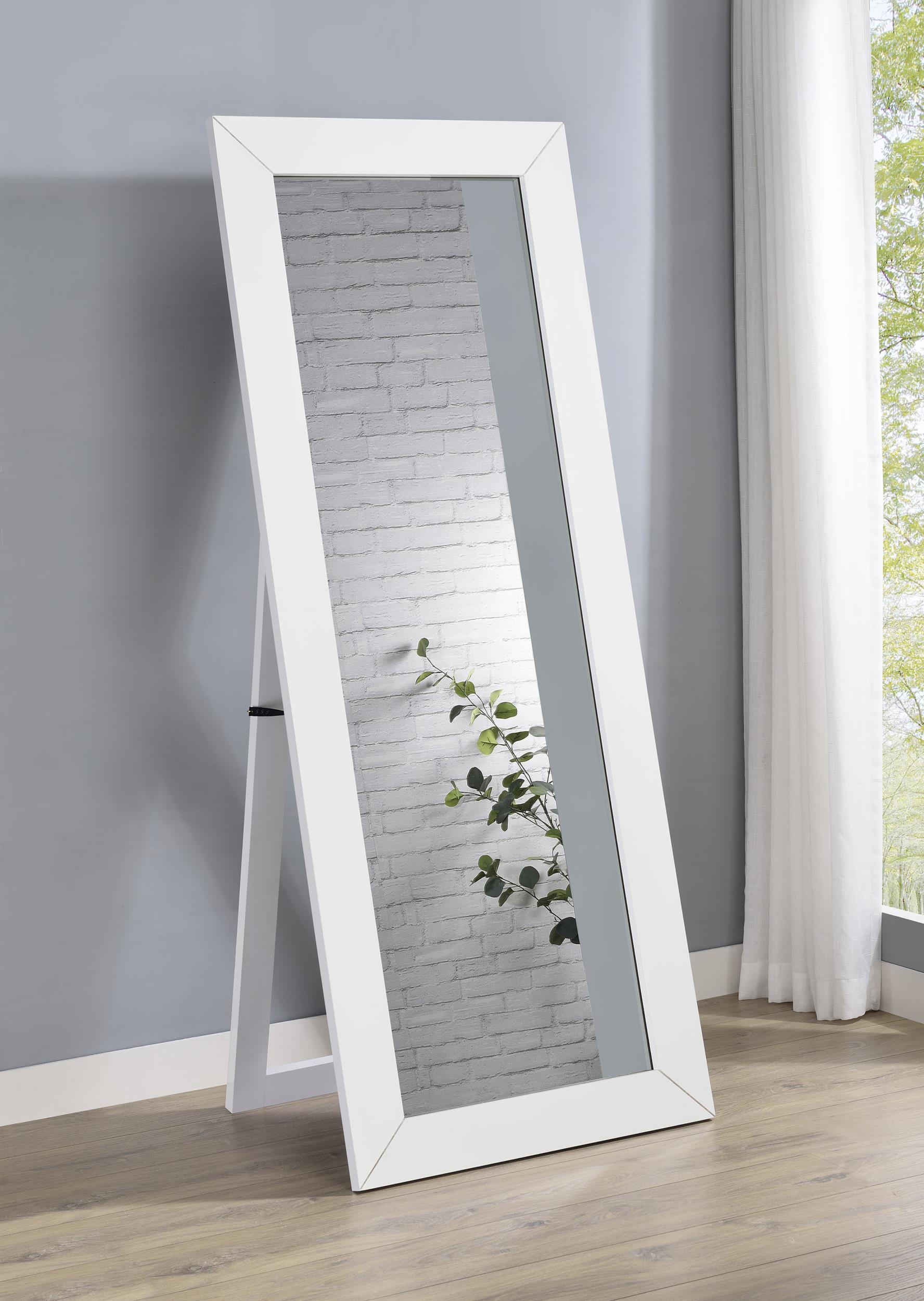 Coaster Cadence Contemporary White High Gloss Standing Mirror Model 961656
