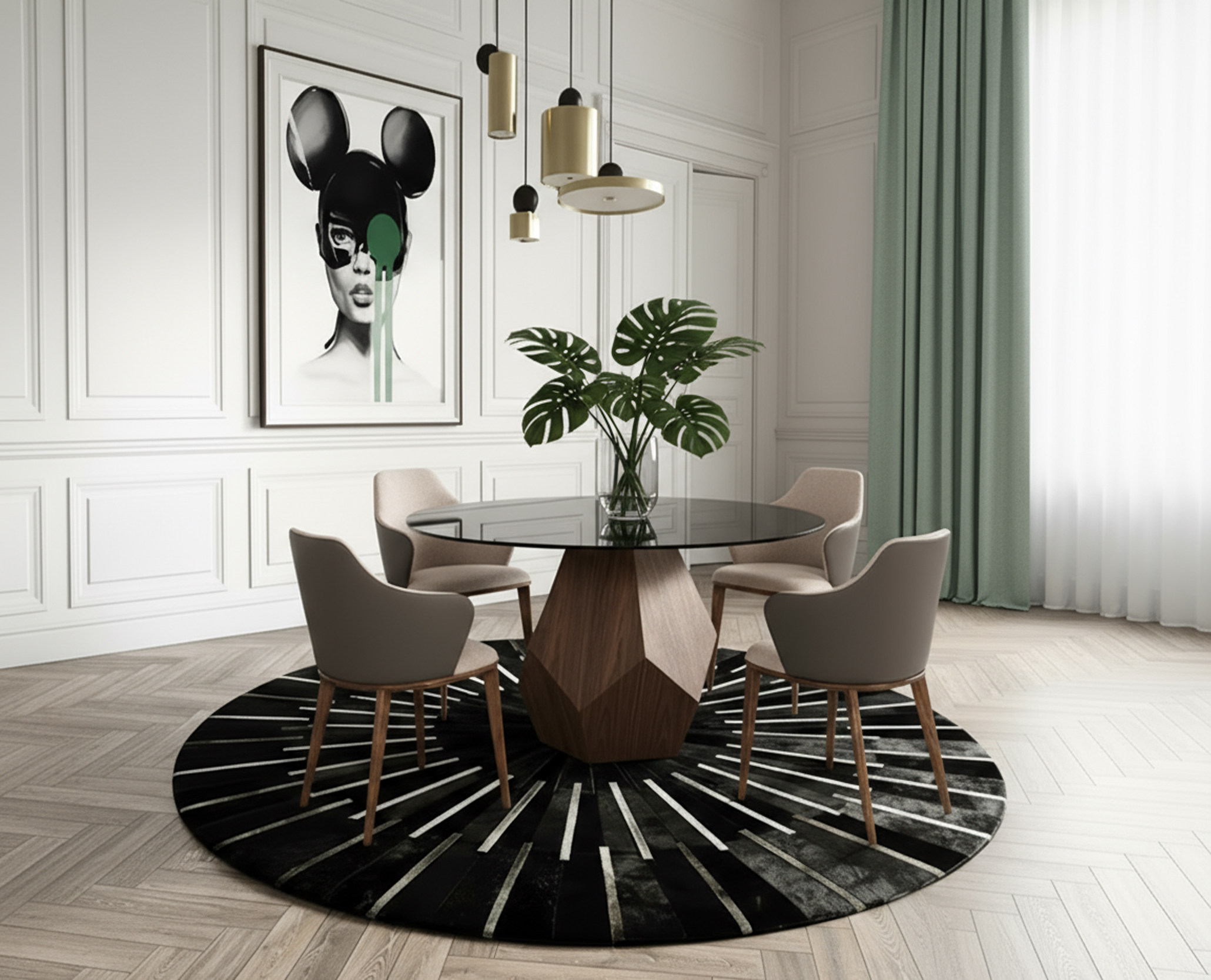 LA Furniture Rackham + Megan Mid-Century Modern Walnut Dining Set VGBB-RACKHAM-SET Contemporary Style by Vig Furnitrue Number 82827 Catch Home Goods