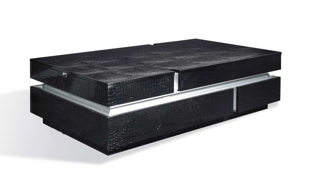 LA Furniture Vdara Modern Black Faux Crocodilian Coffee Table VGUNAK881-160 Contemporary Style by Vig Furnitrue Number 12993|14364 Catch Home Goods