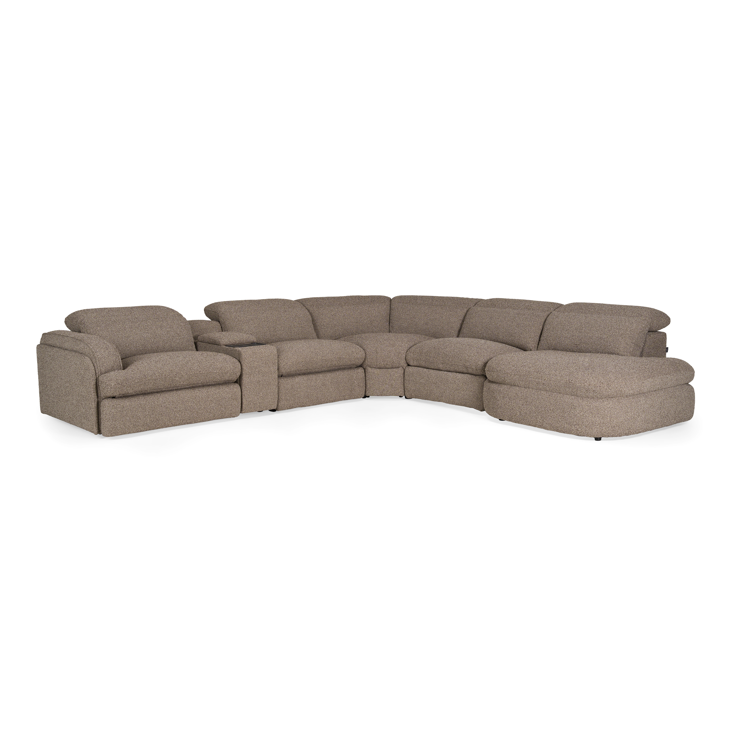 LA Furniture Ambler Modern Brown Fabric Sectional Sofa with 2 Power Recliners Right Facing Chaise VGKV-KM.6629-SECT-EARTH Contemporary Style by Vig Furnitrue Number 83328 Catch Home Goods