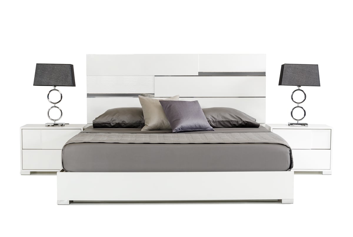 LA Furniture Eastern King Ancona Italian Modern White Bed VGACANCONA-BED-WHT-EK Contemporary Style by Vig Furnitrue Number 17587|17587A Catch Home Goods