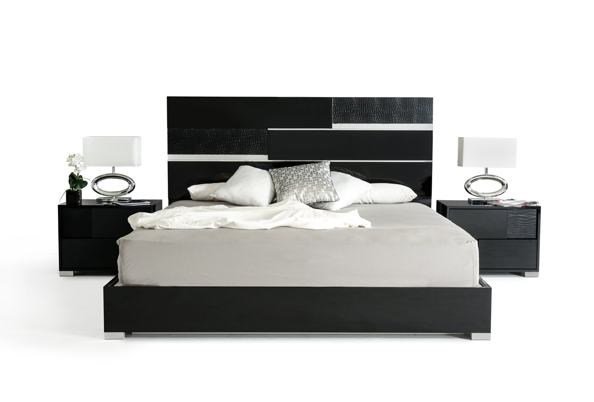 LA Furniture Eastern King Ancona Italian Modern Black Bed VGACANCONA-BED-BLK-EK Contemporary Style by Vig Furnitrue Number 17497 Catch Home Goods