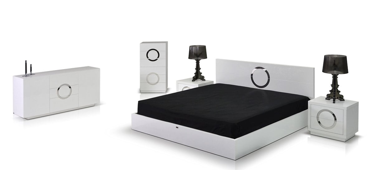 LA Furniture California King Ovidius Modern White Crocodile Lacquer Bed VGUNAW223-180-CK Contemporary Style by Vig Furnitrue Number 14783 Catch Home Goods
