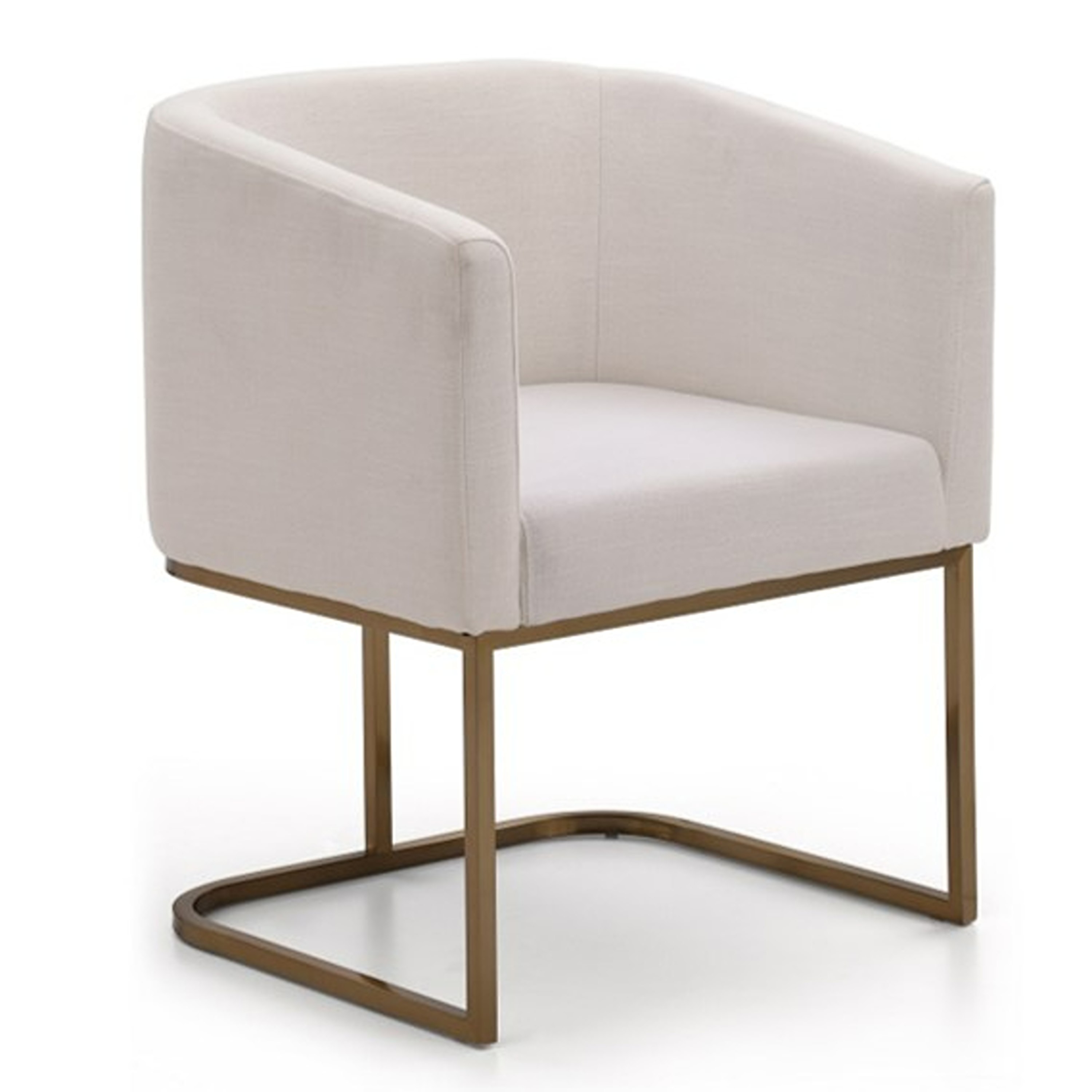 LA Furniture Yukon Modern White Fabric and Antique Brass Dining Chair VGVCB8362-WHTBRS Contemporary Style by Vig Furnitrue Number 72662 Catch Home Goods