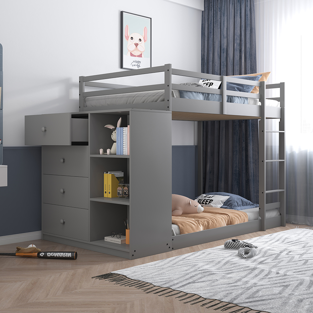 Acme Gaston Twin/Twin Bunk Bed with 4 Drawers & 3 Compartments Model BD01372