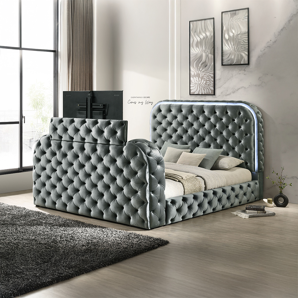Acme Kana Eastern King Bed with LED, Fireplace & TV Stand Model BD05071EK