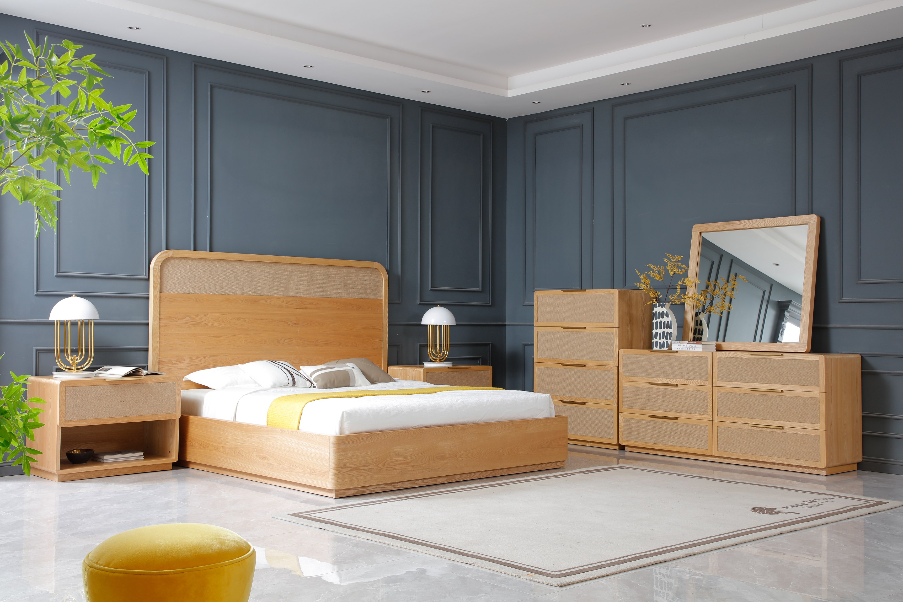 LA Furniture Eastern King Gavin Modern Natural Ash + Rattan Bedroom Set VGVC-BD2411-SET-NAT-EK Contemporary Style by Vig Furnitrue Number 83336 Catch Home Goods