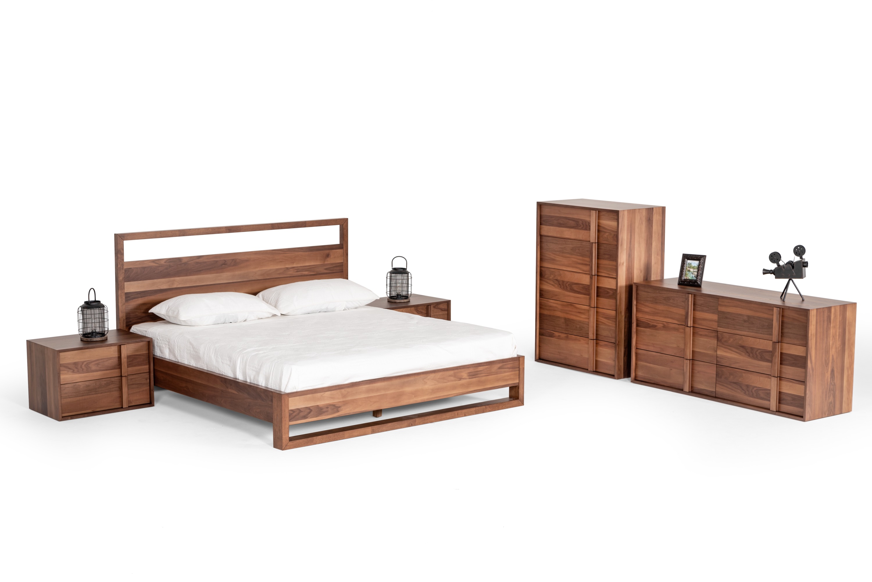 LA Furniture Eastern King Berlin Modern Walnut Bed VGMABR-92-EK Contemporary Style by Vig Furnitrue Number 77115|77115A Catch Home Goods