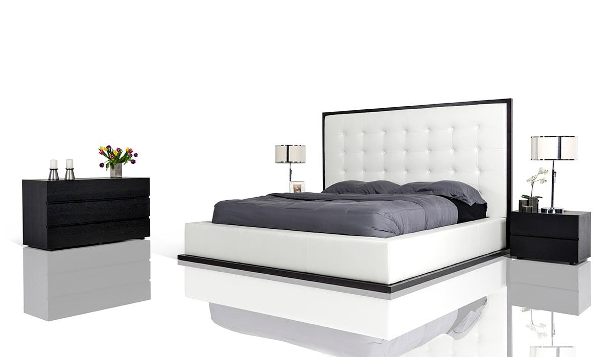 LA Furniture Queen Beth Modern Wenge with White Leatherette Bed VGBBBETH-Q Contemporary Style by Vig Furnitrue Number 17876 Catch Home Goods