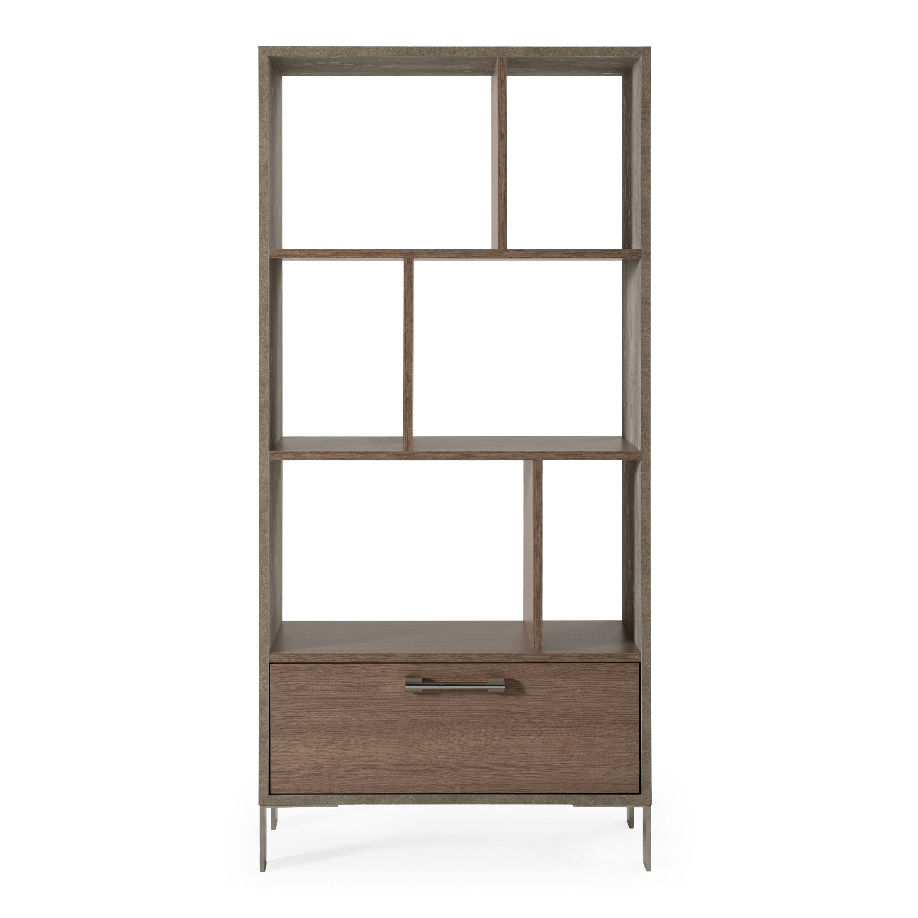 LA Furniture Boston Modern Brown Oak & Faux Concrete Bookcase VGANBOSTON-BC Contemporary Style by Vig Furnitrue Number 75561 Catch Home Goods