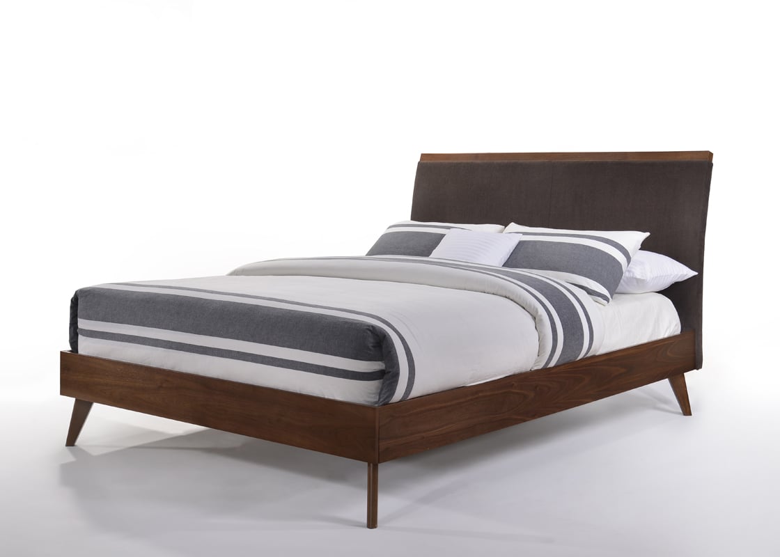 LA Furniture Eastern King Marshall Mid-Century Modern Brown Fabric & Walnut Bed VGMABR-39-BED-EK Contemporary Style by Vig Furnitrue Number 73649 Catch Home Goods
