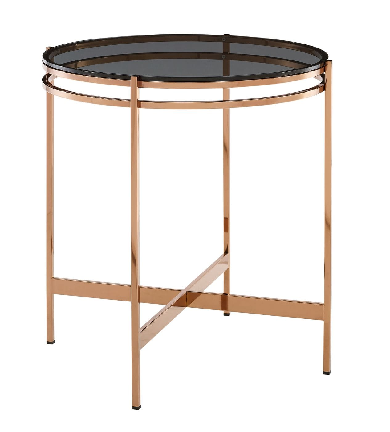 LA Furniture Bradford Modern Smoked Glass & Rosegold Small End Table VGEWCT1011-1AA-ET Contemporary Style by Vig Furnitrue Number 78010 Catch Home Goods