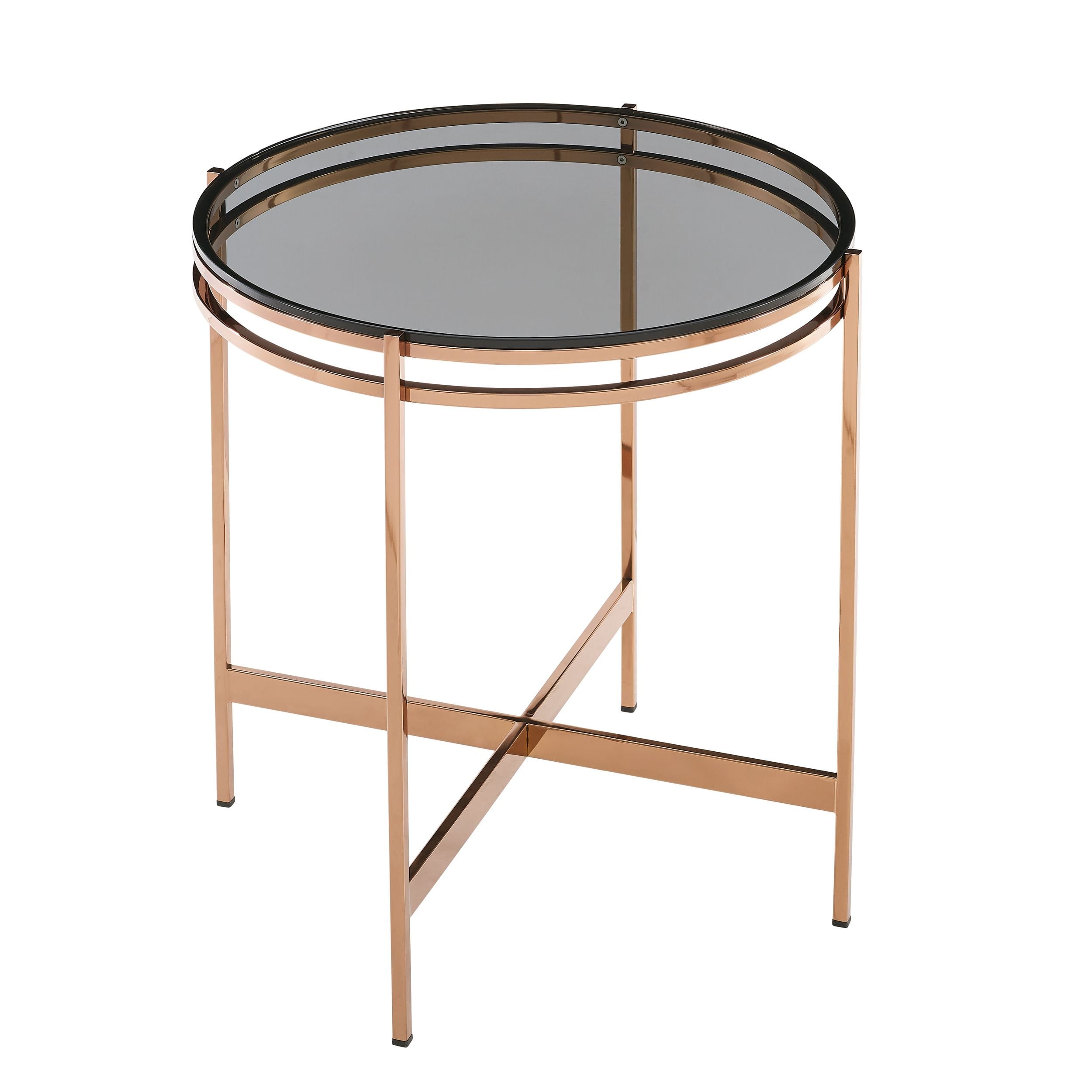 LA Furniture Bradford Modern Smoked Glass & Rosegold End Table VGEWCT1011-1BA-ET Contemporary Style by Vig Furnitrue Number 78011 Catch Home Goods