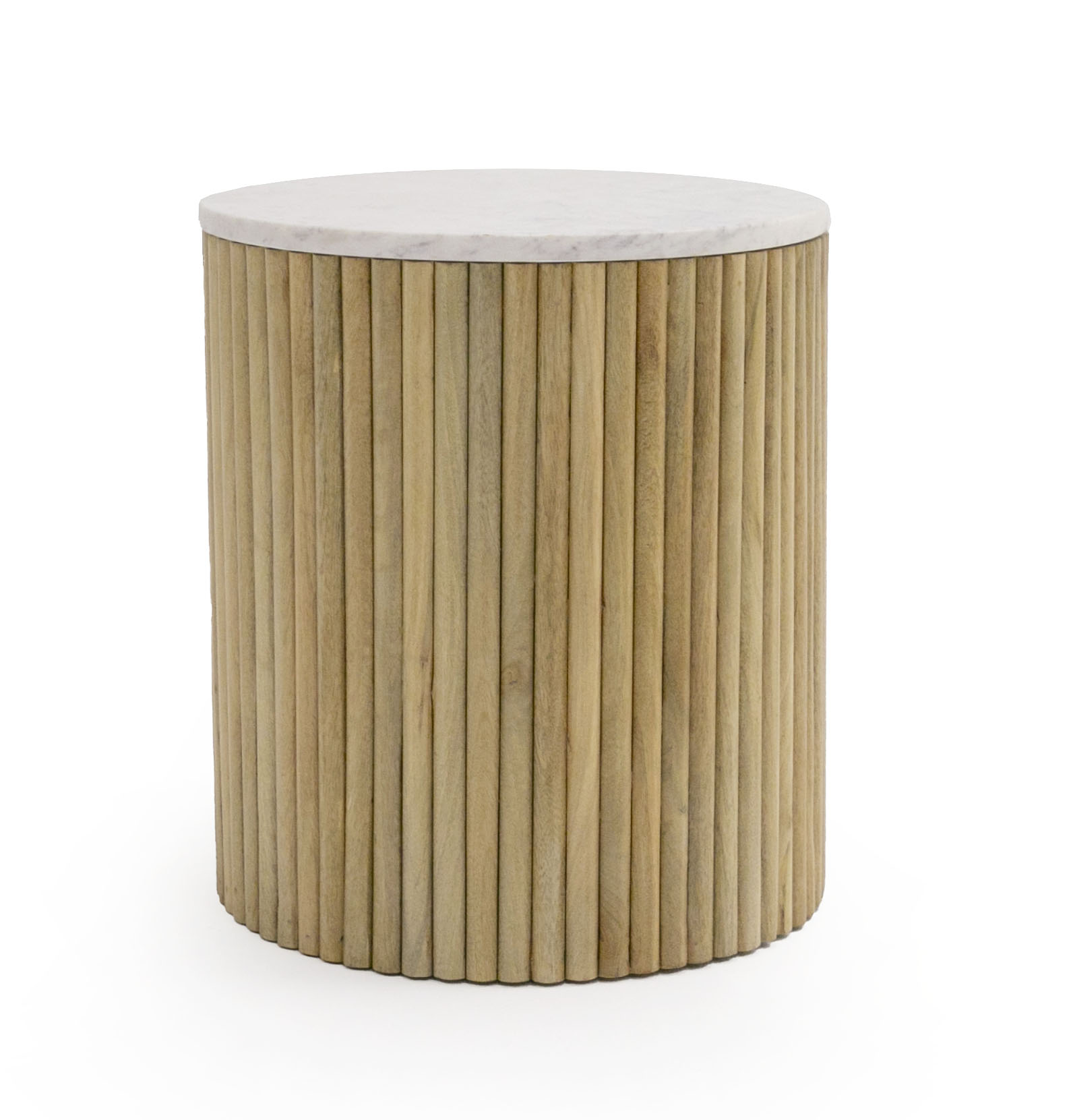 LA Furniture Cambridge White Marble & Mango Round End Table VGEDRID104009-ET Contemporary Style by Vig Furnitrue Number 80530|80530A Catch Home Goods