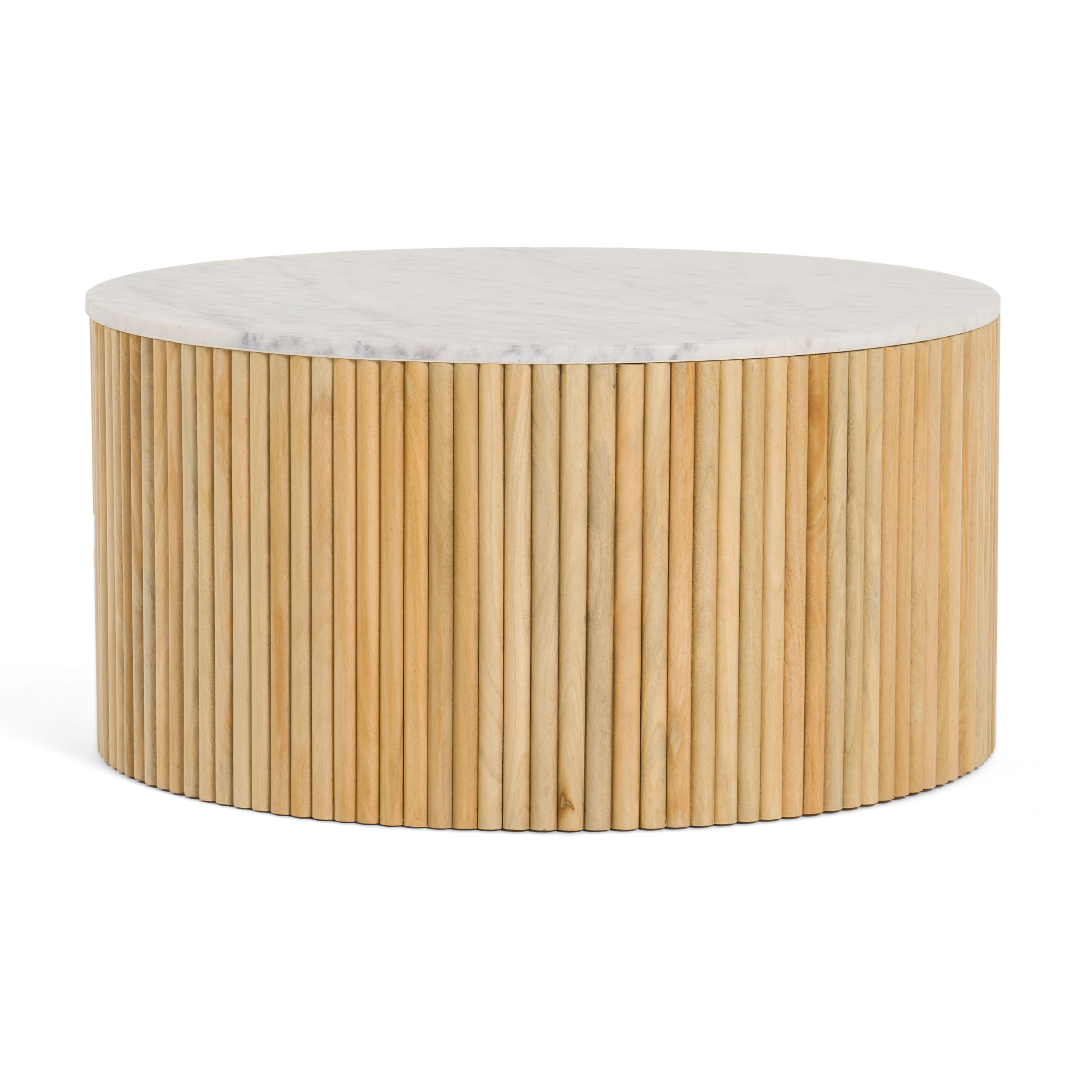 LA Furniture Cambridge White Marble & Mango Round Coffee Table VGEDRID108008-CT Contemporary Style by Vig Furnitrue Number 80529|80529A Catch Home Goods
