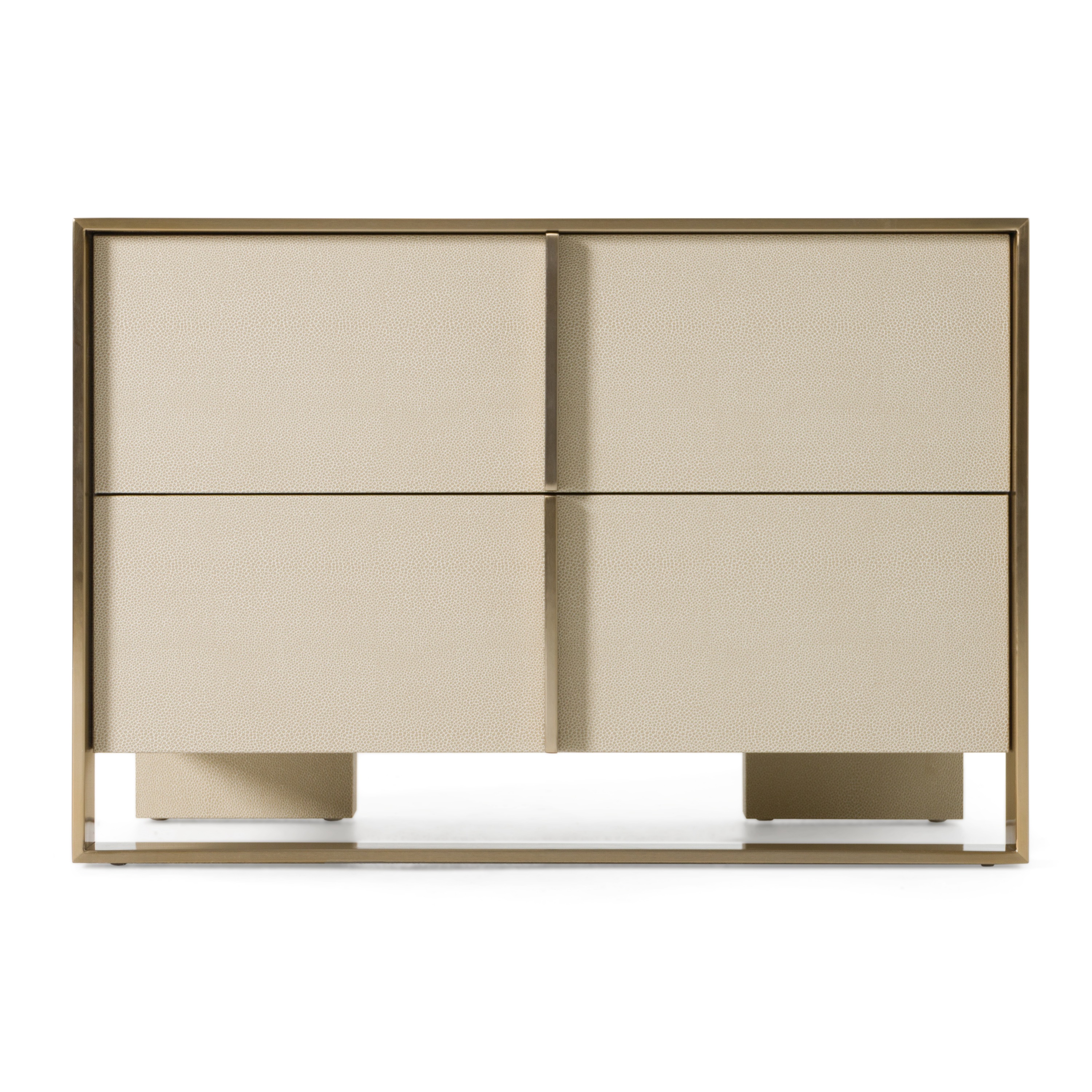 LA Furniture Cartier Modern Beige Shagreen and Brushed Brass Nightstand VGVC-J-A002-N Contemporary Style by Vig Furnitrue Number 80138 Catch Home Goods