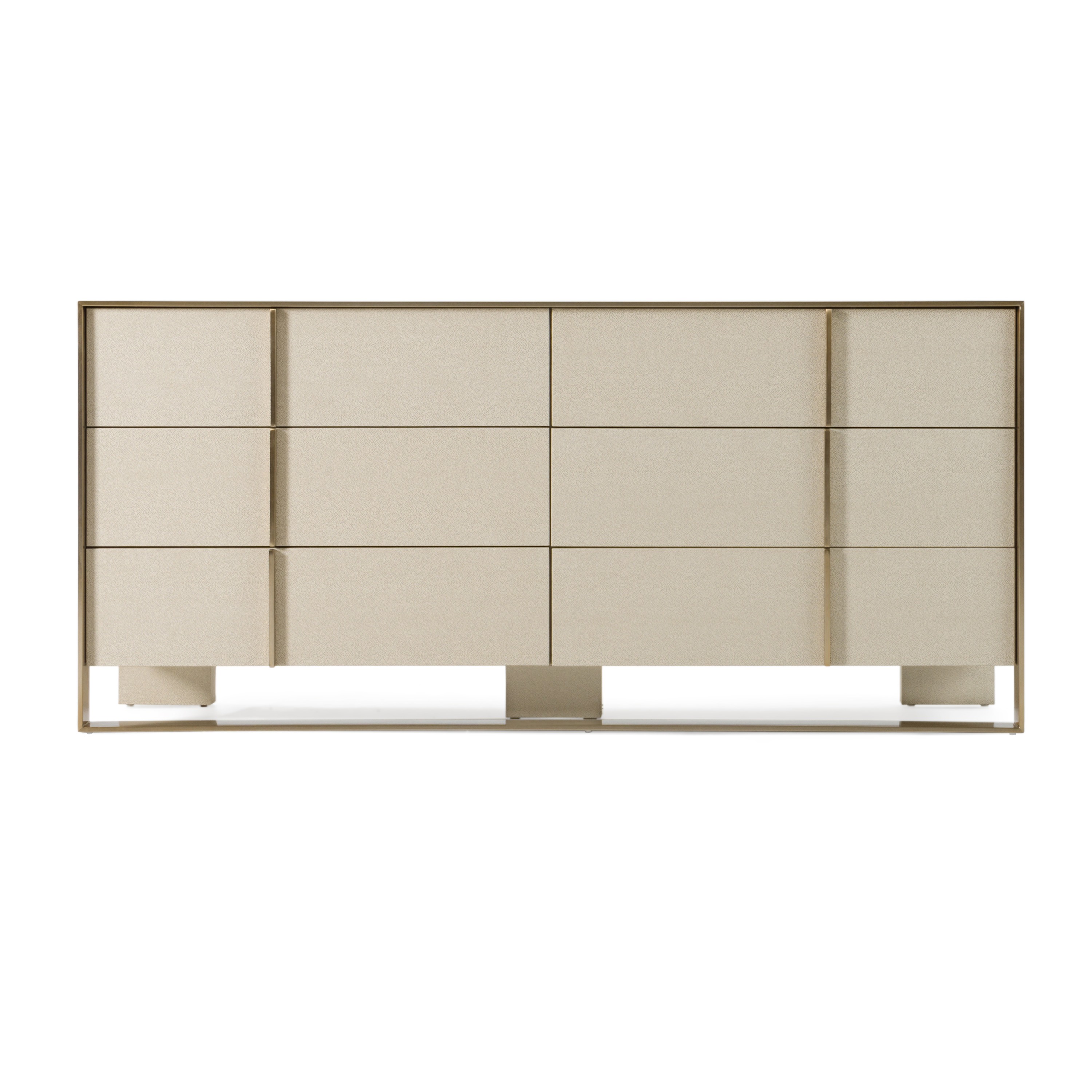 LA Furniture Cartier Modern Beige Shagreen and Brushed Brass Dresser VGVC-J-A002-M Contemporary Style by Vig Furnitrue Number 80139 Catch Home Goods