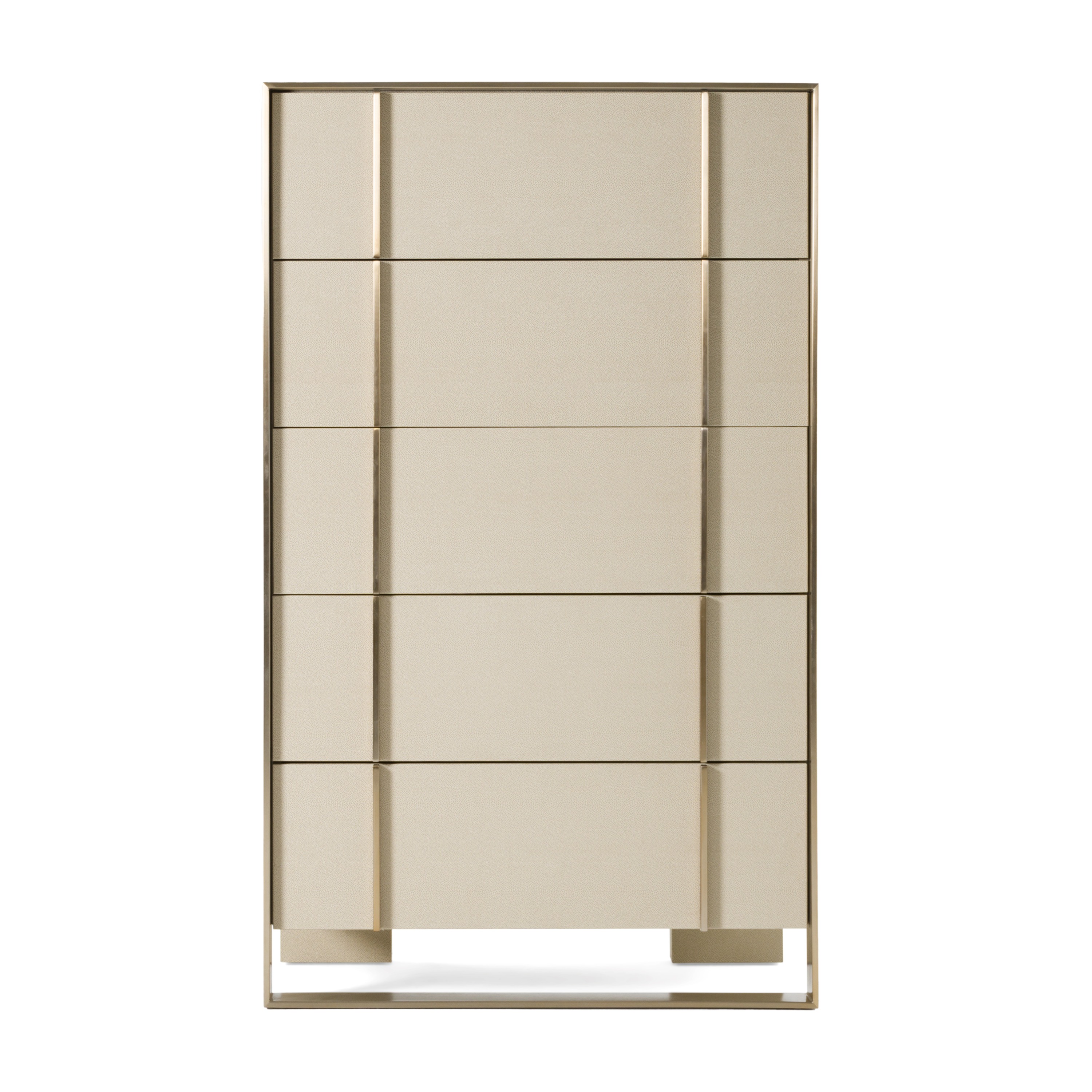 LA Furniture Cartier Modern Beige Shagreen and Brushed Brass Chest VGVC-J-A002-CH Contemporary Style by Vig Furnitrue Number 80141 Catch Home Goods