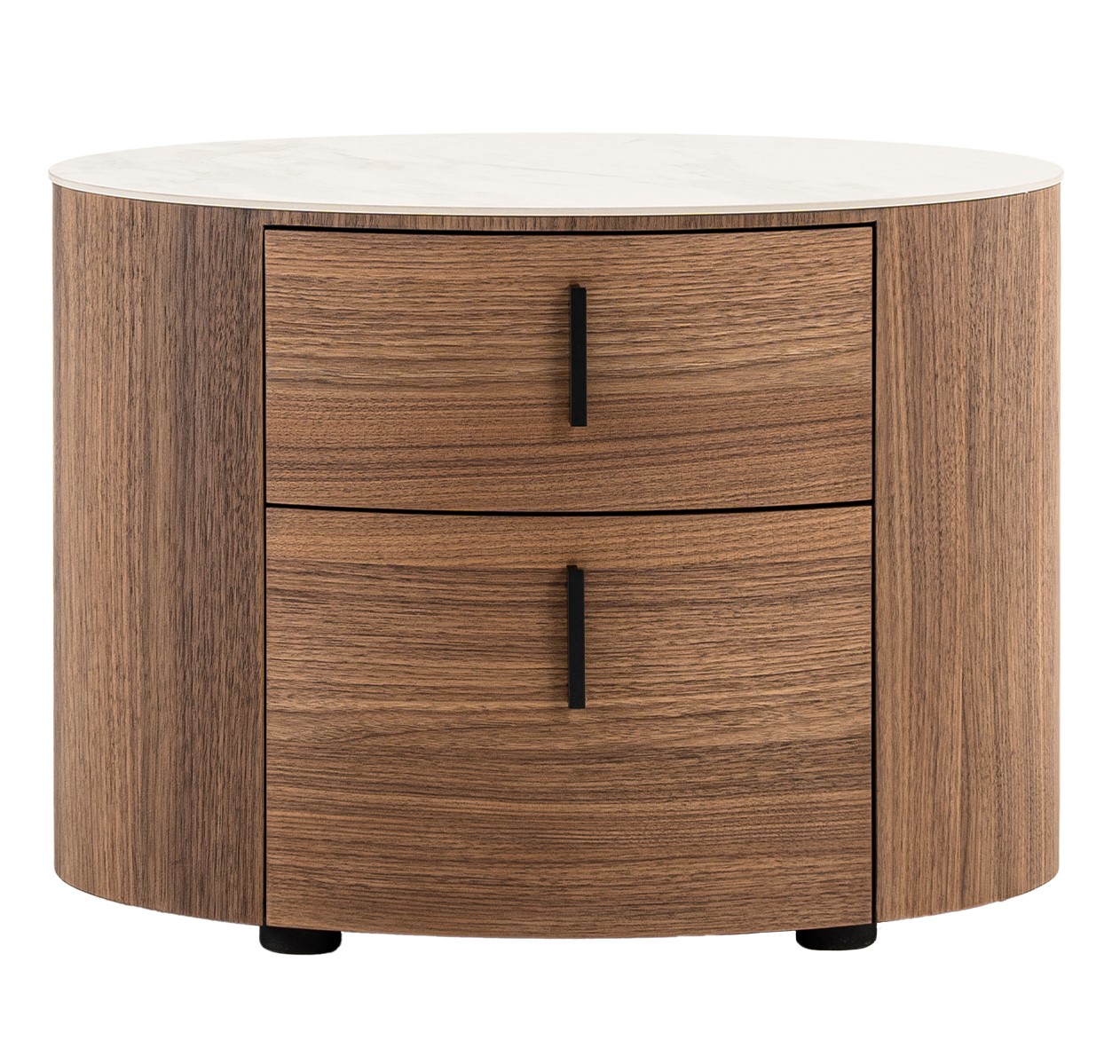 LA Furniture Chelton Contemporary White Ceramic & Walnut Oval Nightstand VGHB351U3-WAL-NS Contemporary Style by Vig Furnitrue Number 78524 Catch Home Goods