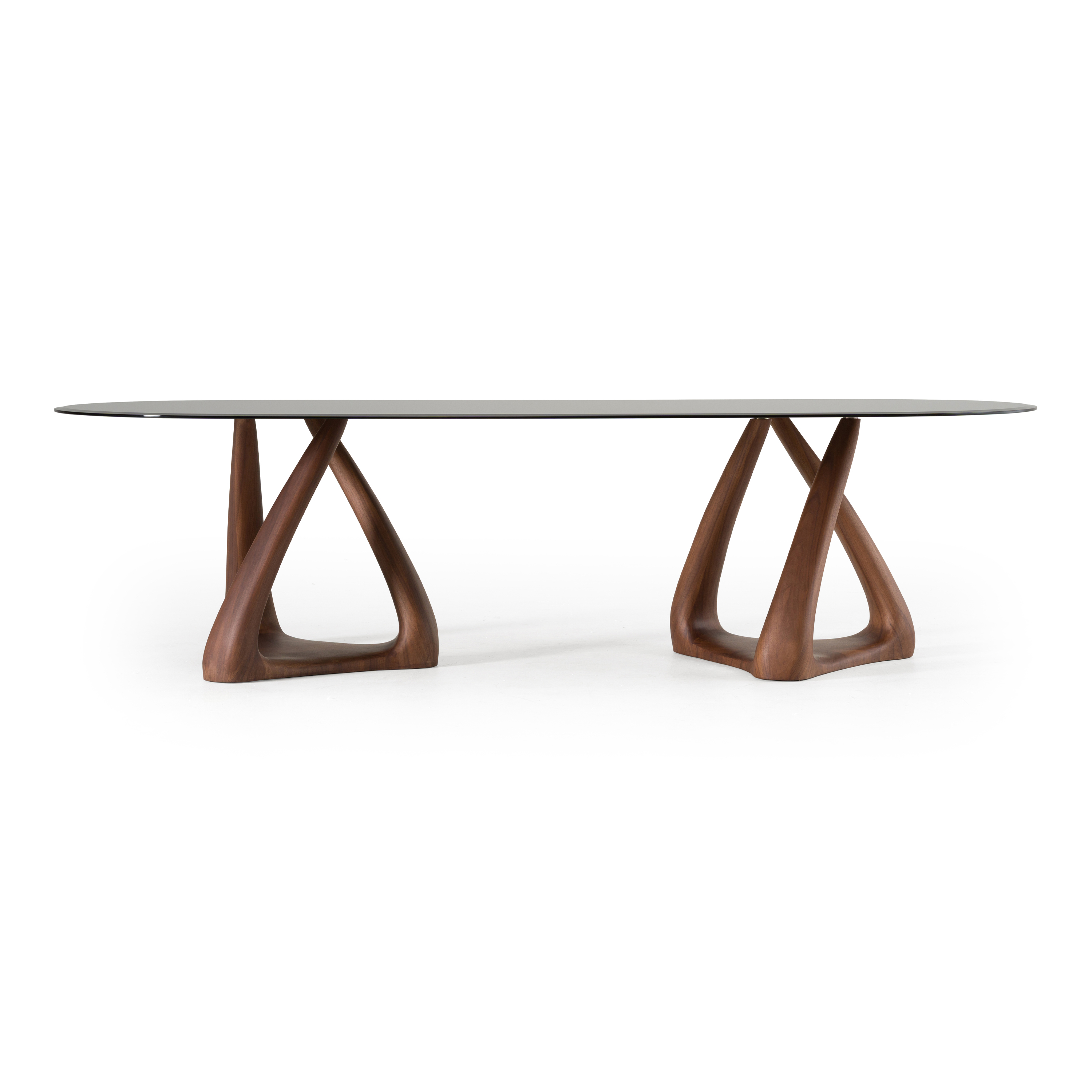 LA Furniture Christy Mid-Century Modern Grey Glass + Walnut Oval Dining Table VGRY-RY-1101 Contemporary Style by Vig Furnitrue Number 83093 Catch Home Goods